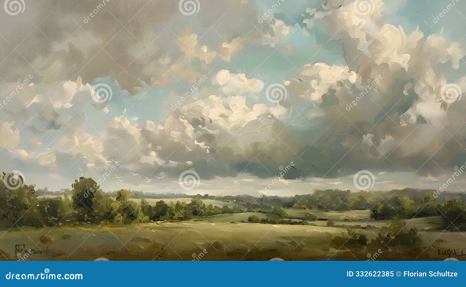 an oil painting of an english countryside view