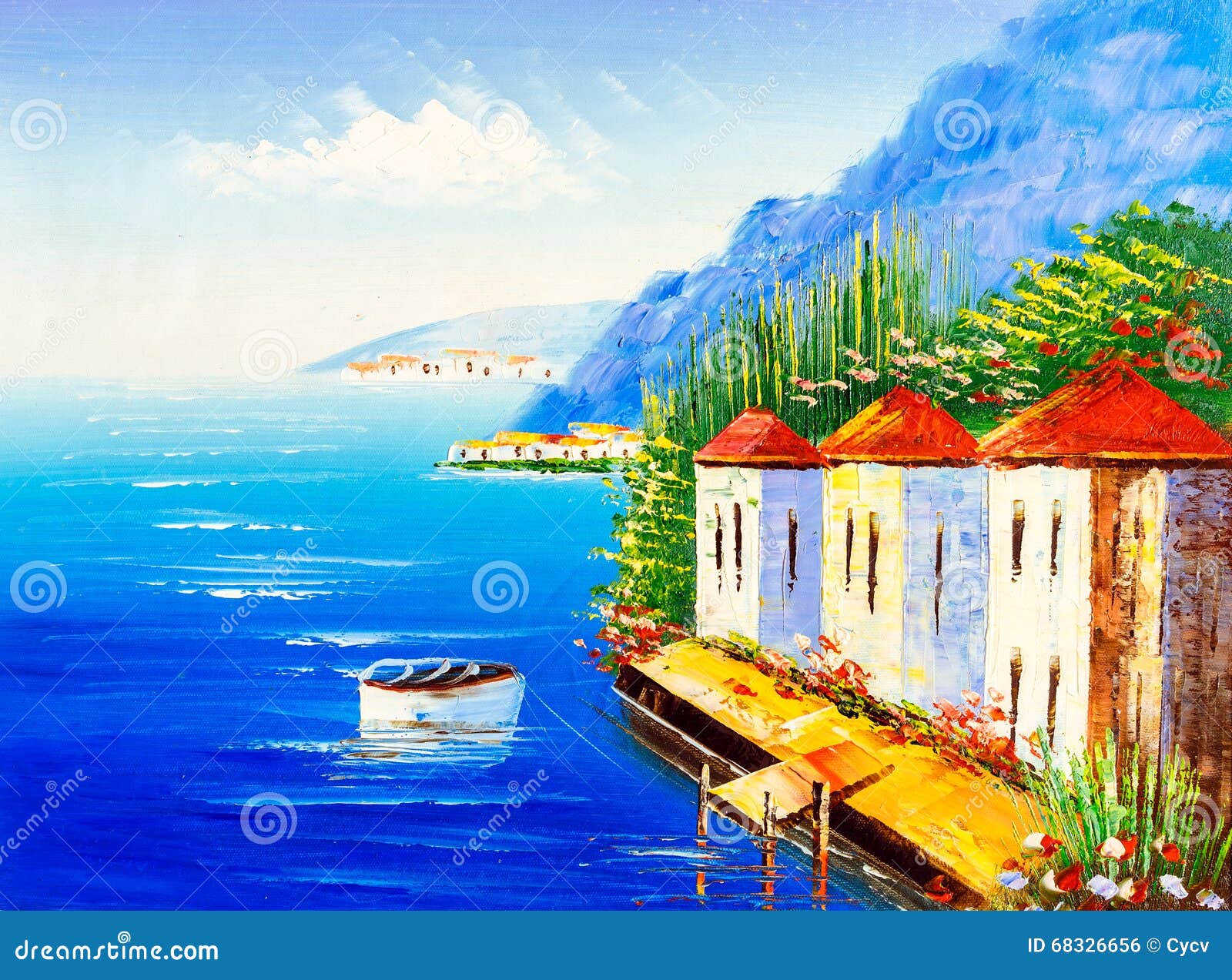 Oil Painting Greece stock illustration. Illustration of brush 68326656