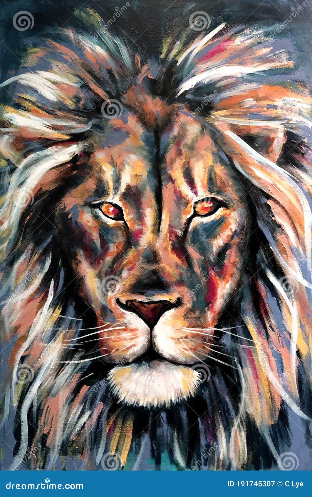 Oil Painting of Lion of Judah Stock Image - Image of bold ...