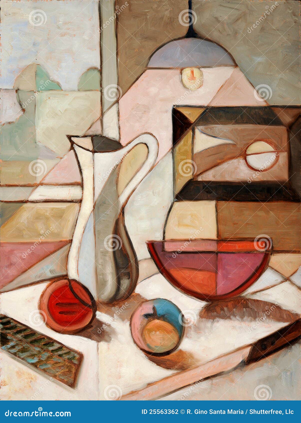oil painting of still life with pitcher