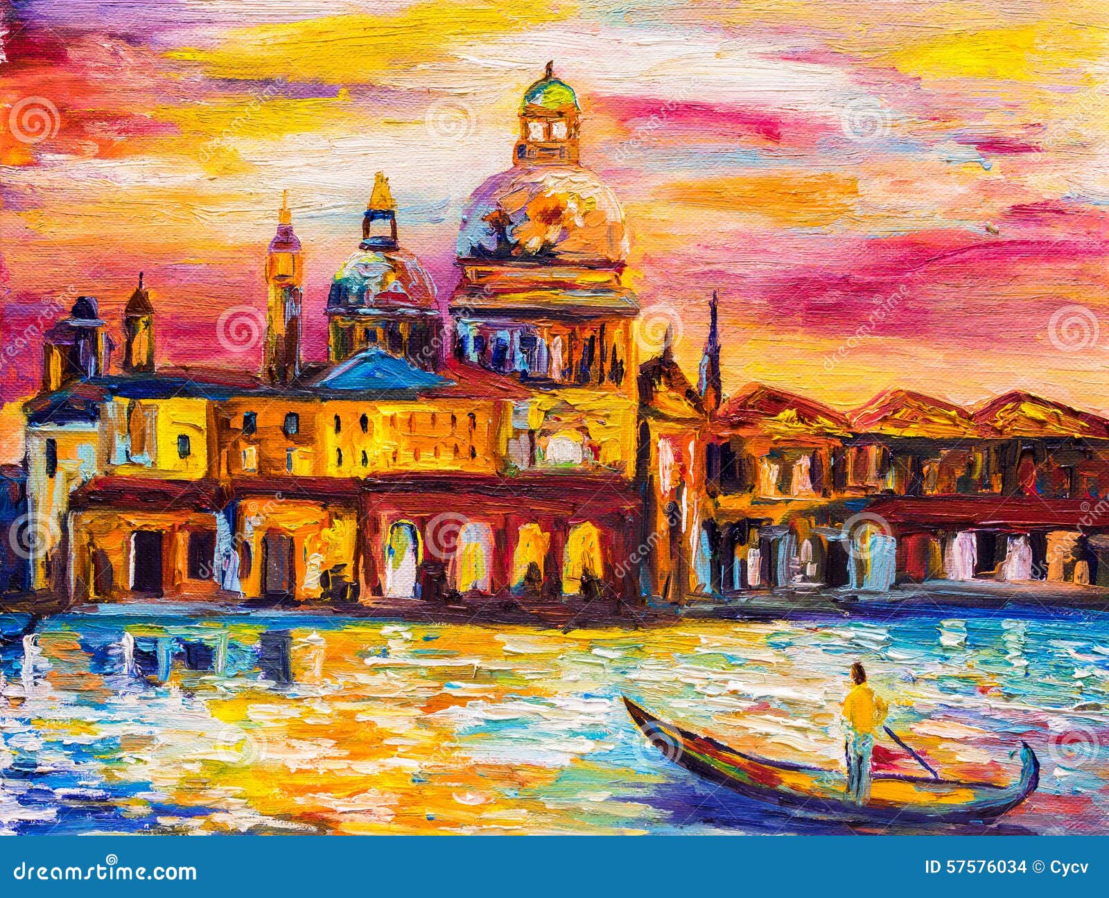 Oil Painting Venice Italy Stock Illustration Image
