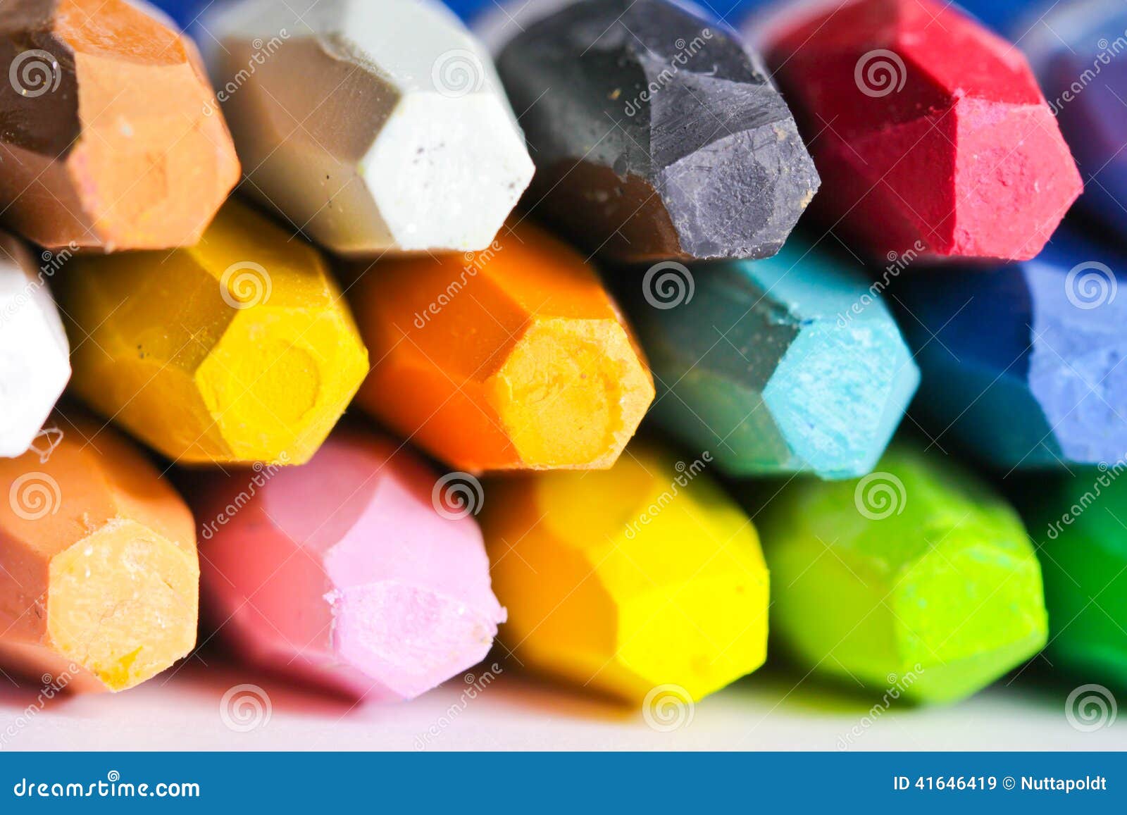 Oil Pastel Crayons stock image. Image of spectrum, green 41646419