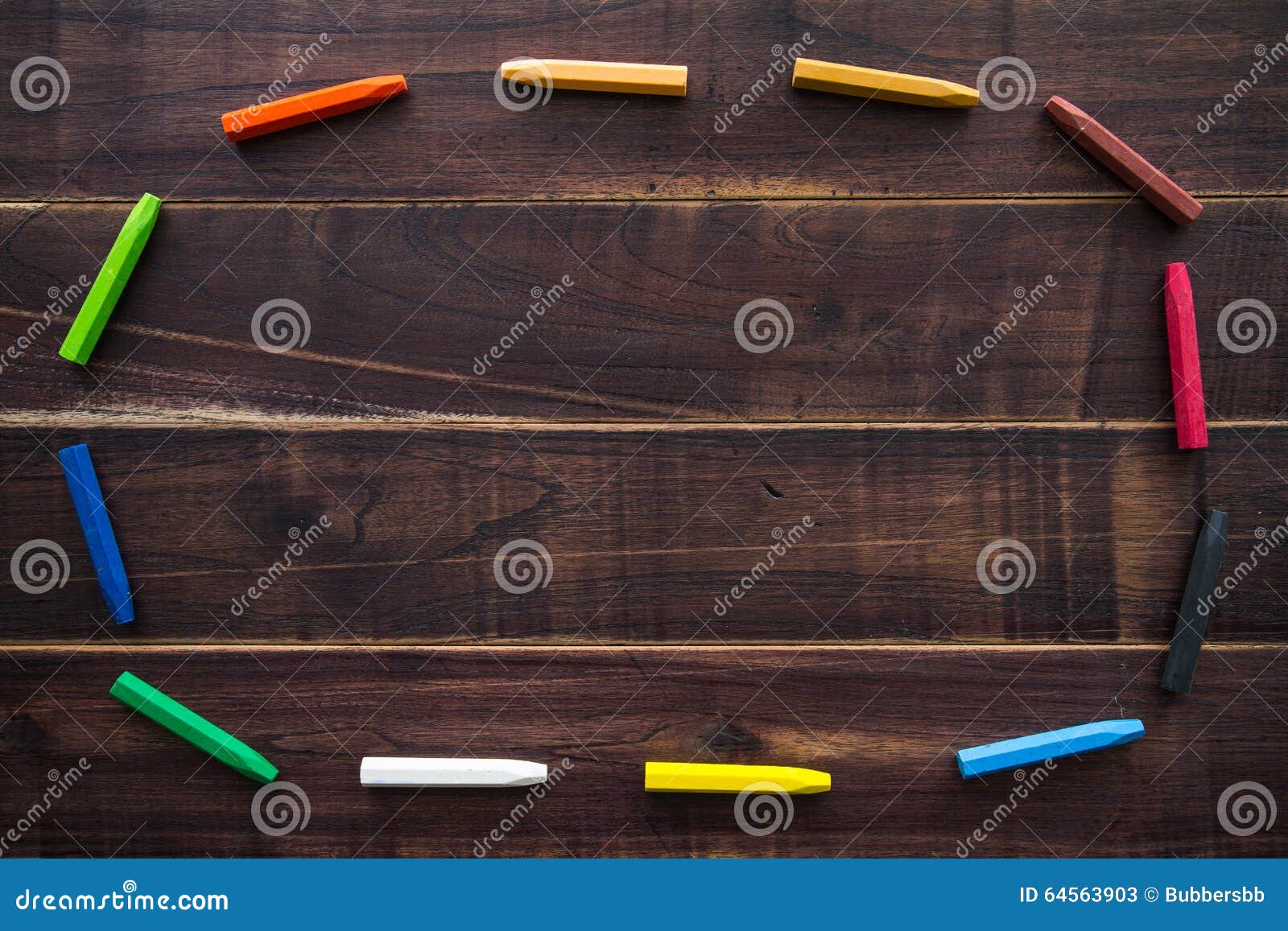 Oil Pastels on the Table Brown Wood. Stock Image Image of background