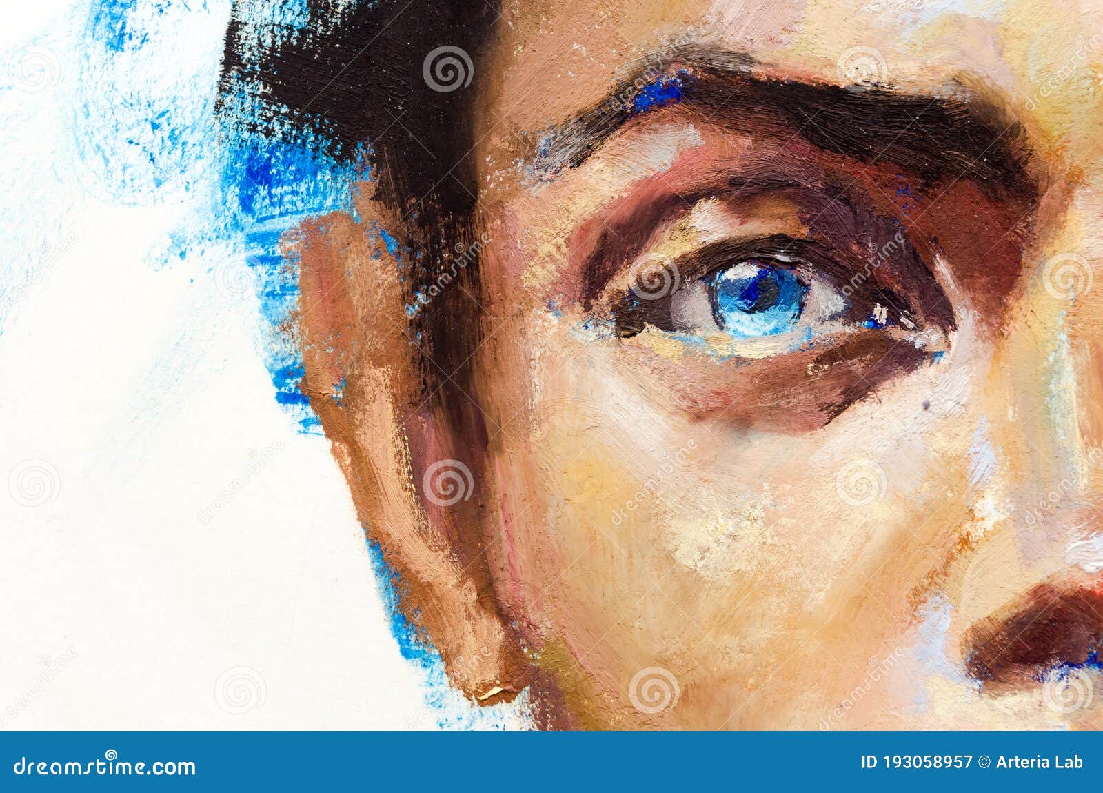 Conceptual Abstract Woman Portrait Painting. Half Face Closeup ...
