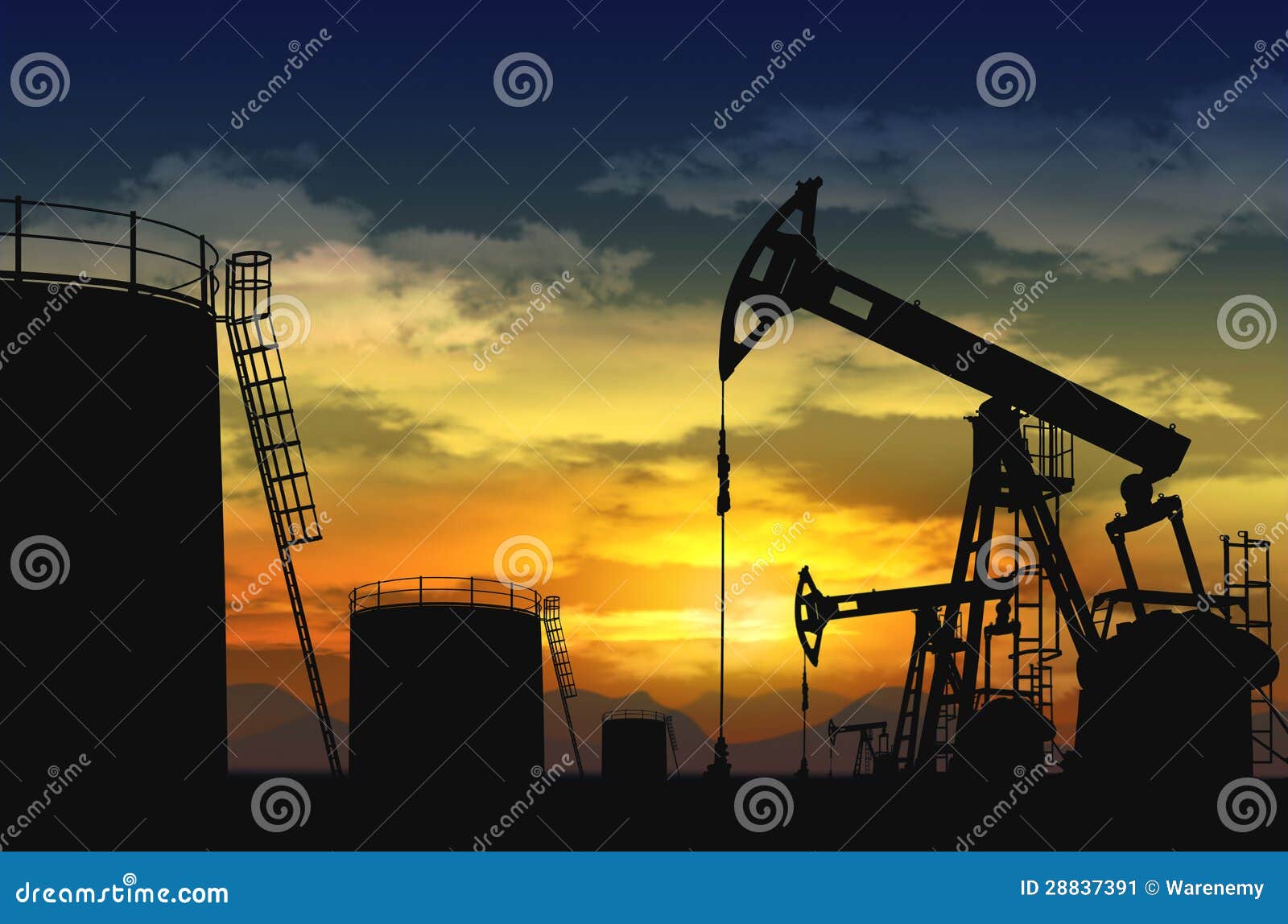 oil pump jack and oil tank