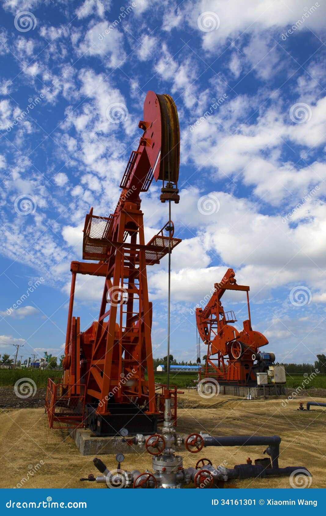 Oil pump jack stock image. Image of blue, extraction 34161301