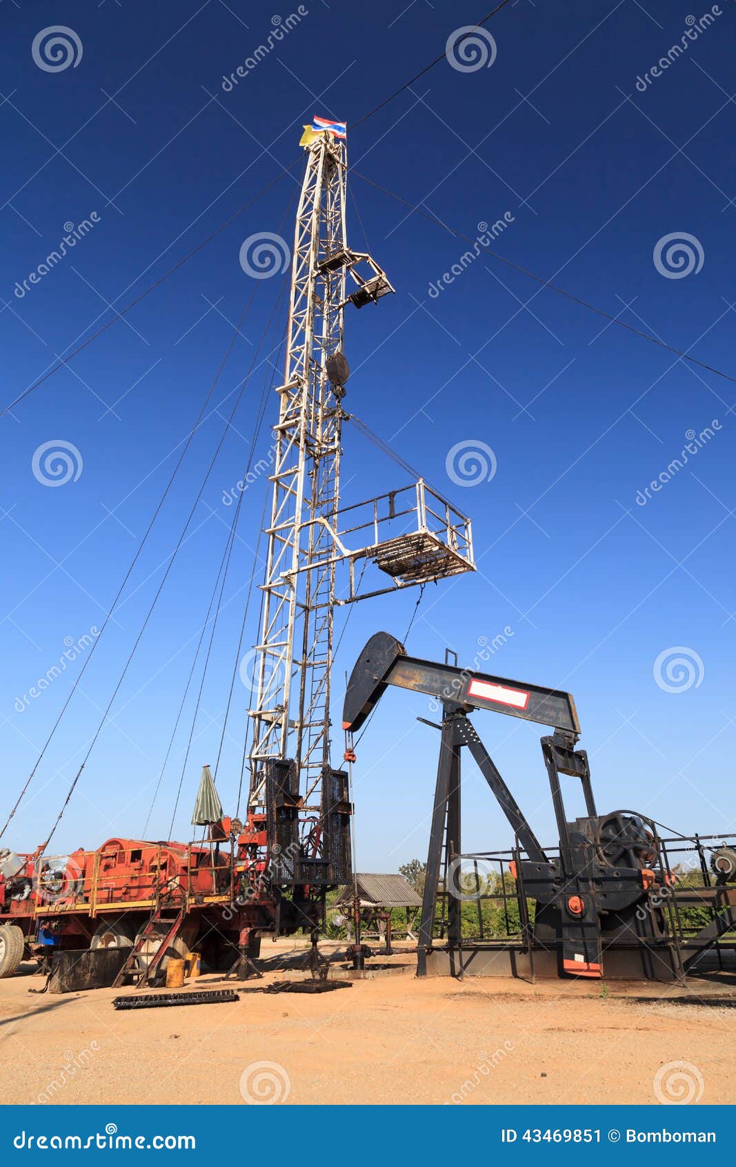 oil pump jack (sucker rod beam) and workover rig