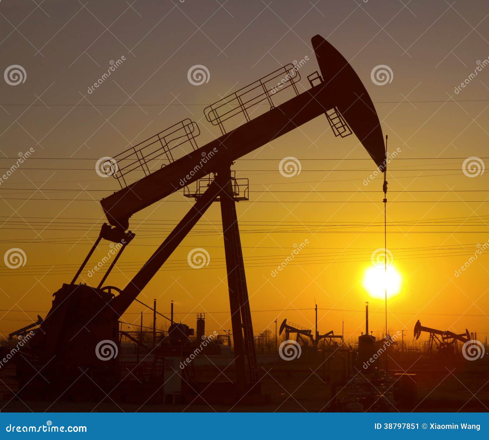 Oil pumps. stock image. Image of construction, donkey 38797851