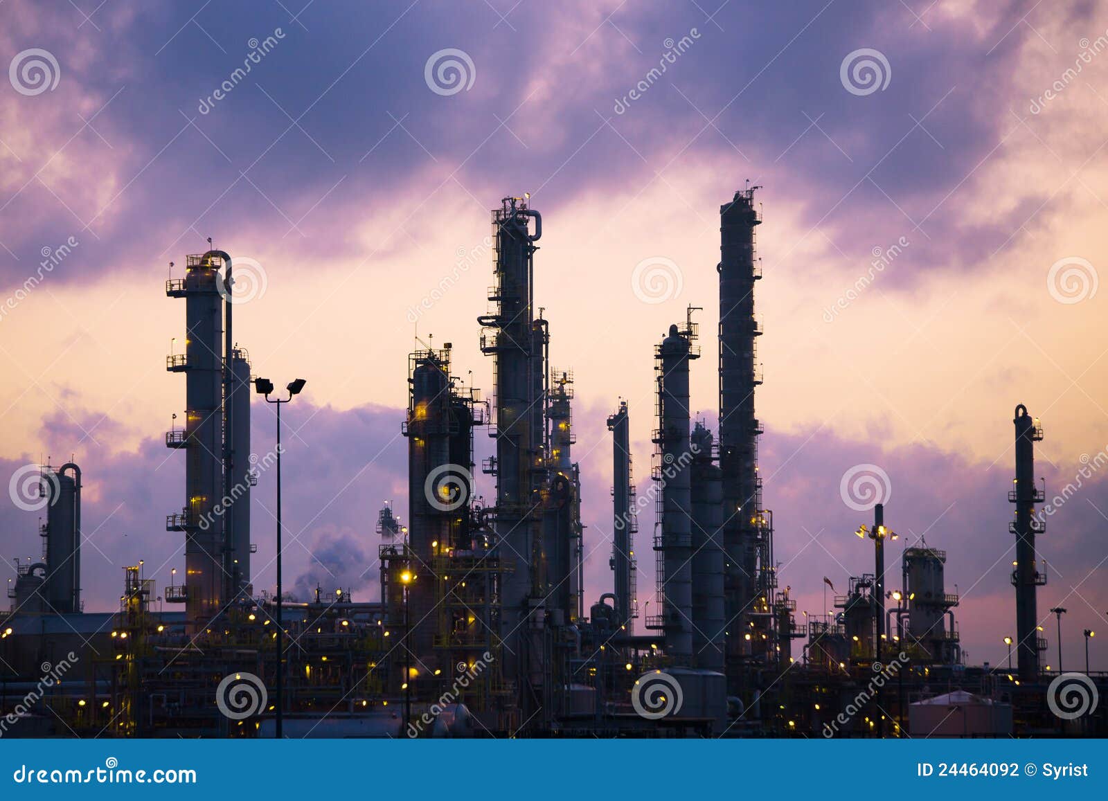 Oil Refinery at Dawn stock photo. Image of dawn, purple 24464092