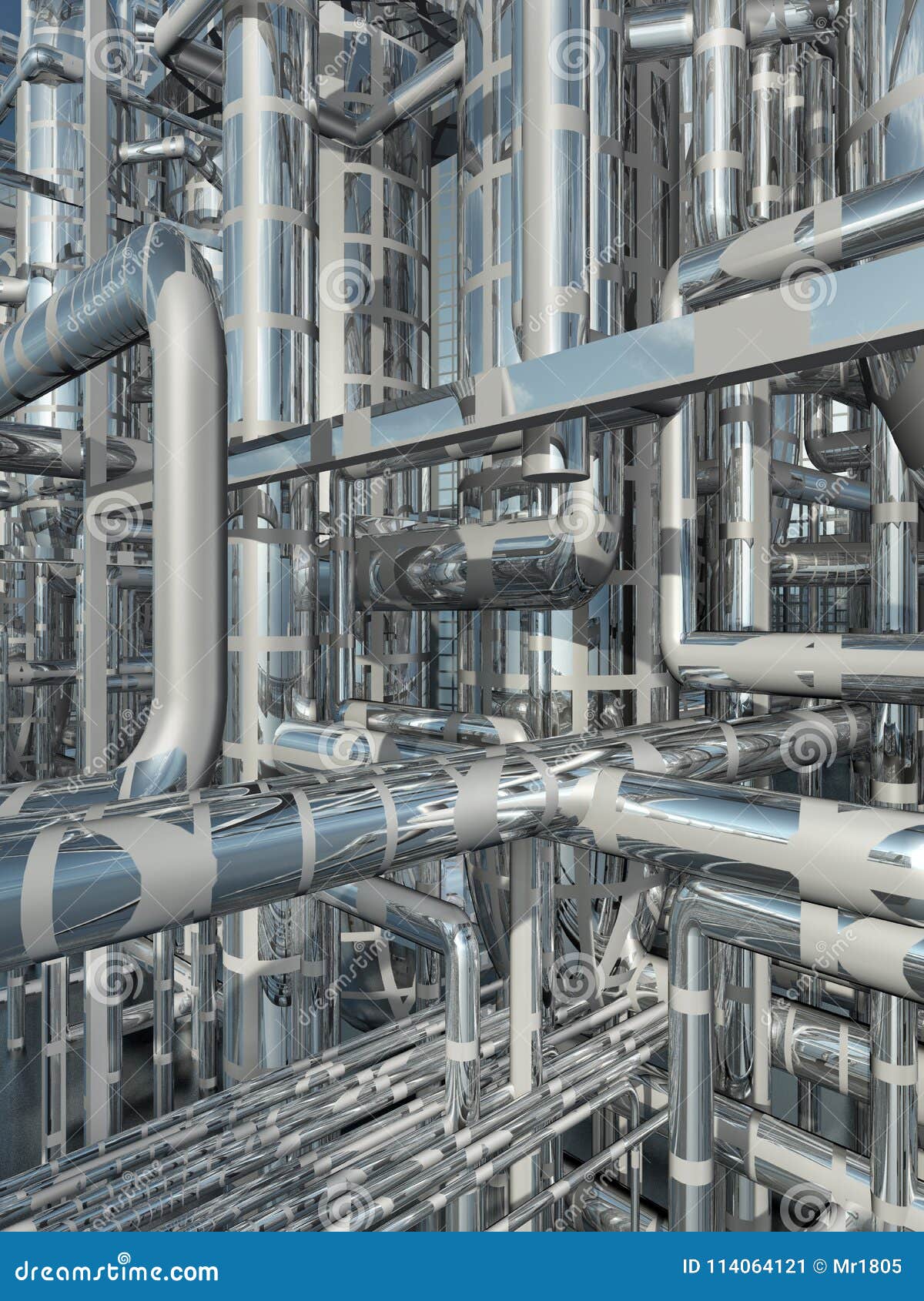 Oil refinery, detail stock illustration. Illustration of fuel 114064121