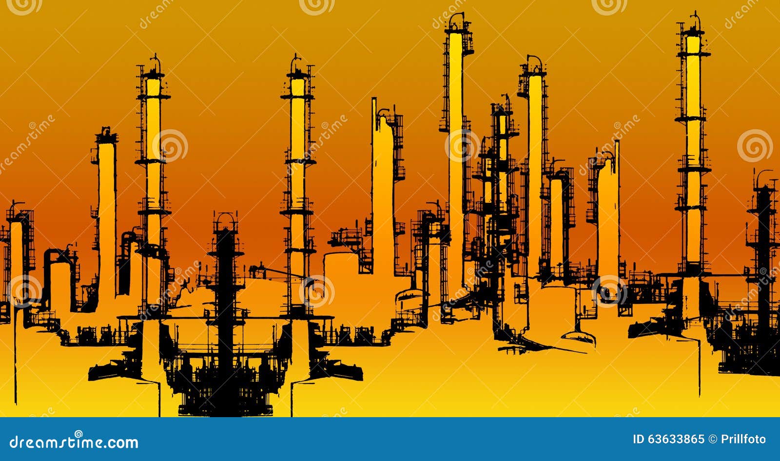 Oil refinery illustration stock illustration. Illustration of energy