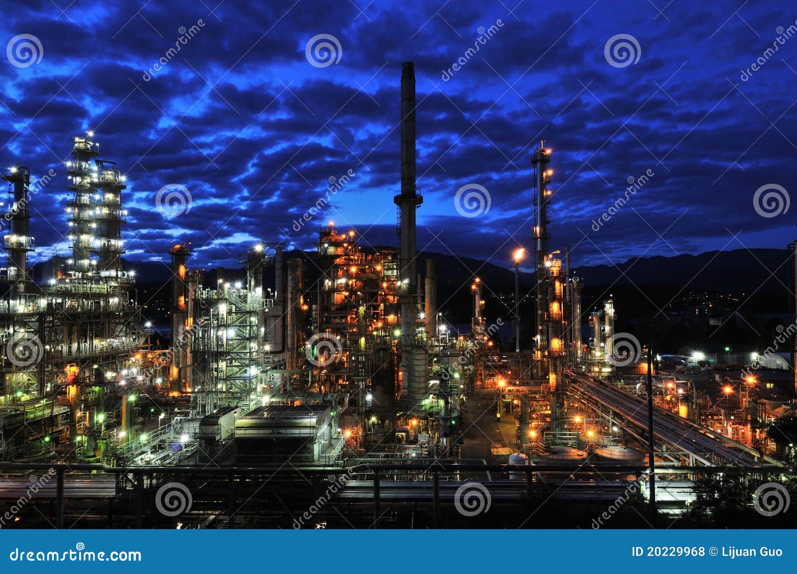 Oil Refinery at Night, Burnaby Stock Photo Image of refinery