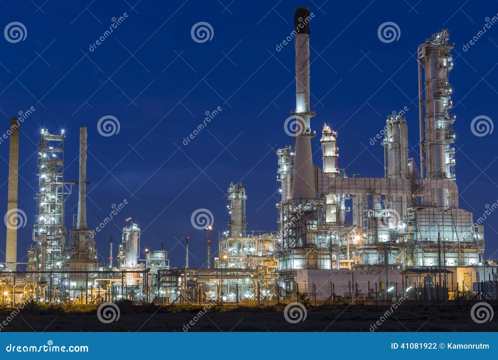 Oil Refinery Plant Against Stock Photo - Image: 41081922