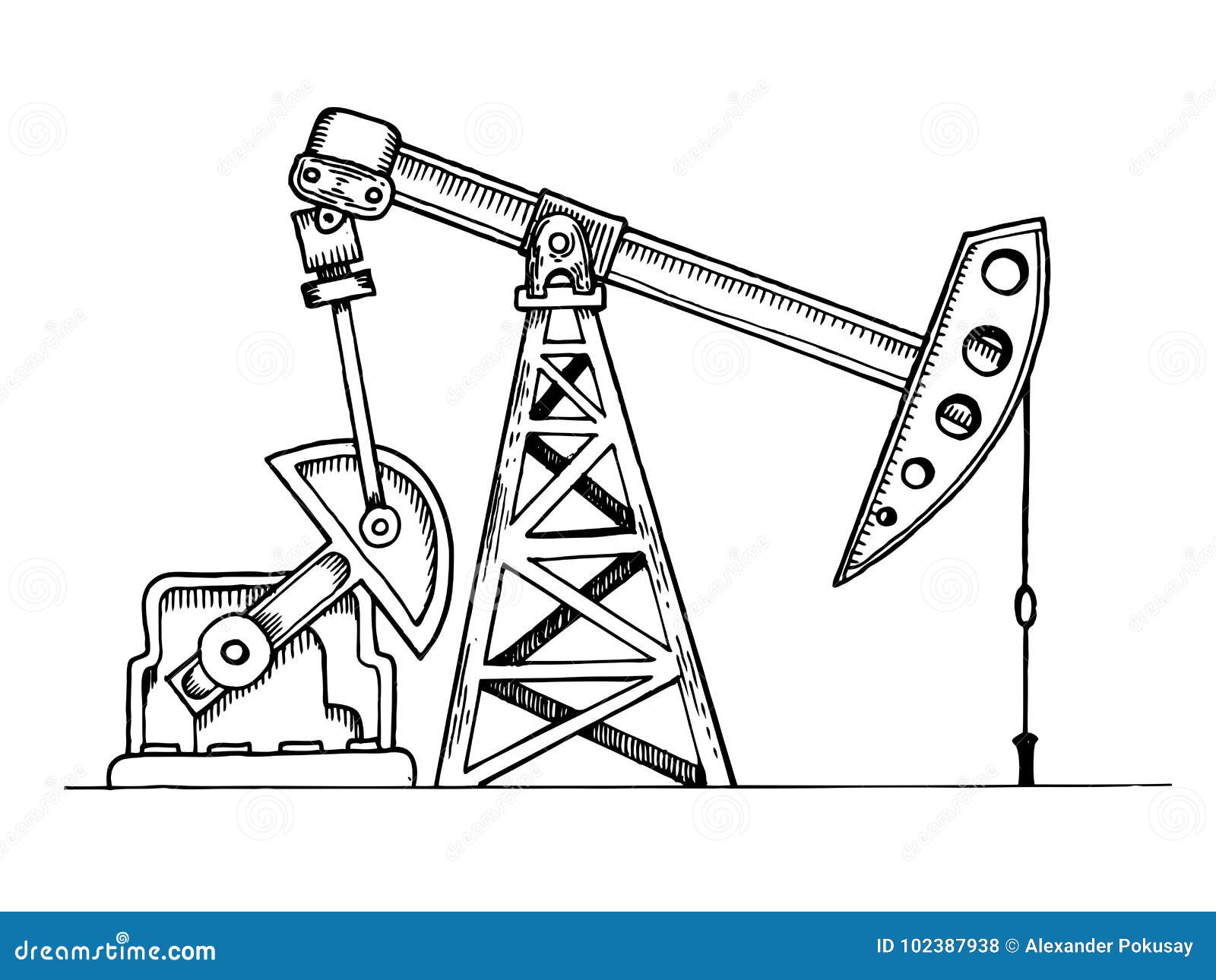 Oil Rig Engraving Vector Illustration Stock Vector Illustration of