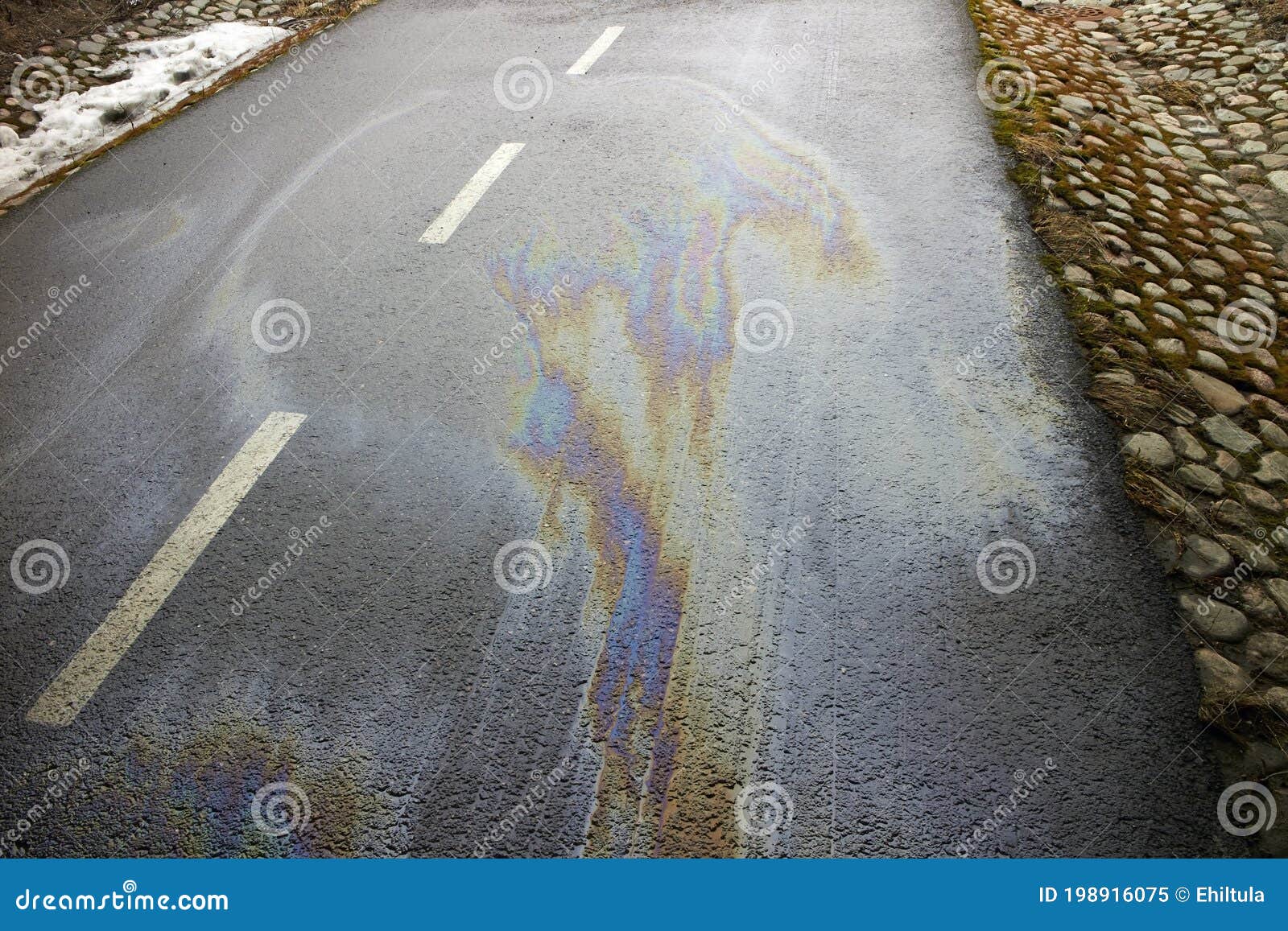 Oil spill on tarmac stock image. Image of colors, contamination 198916075