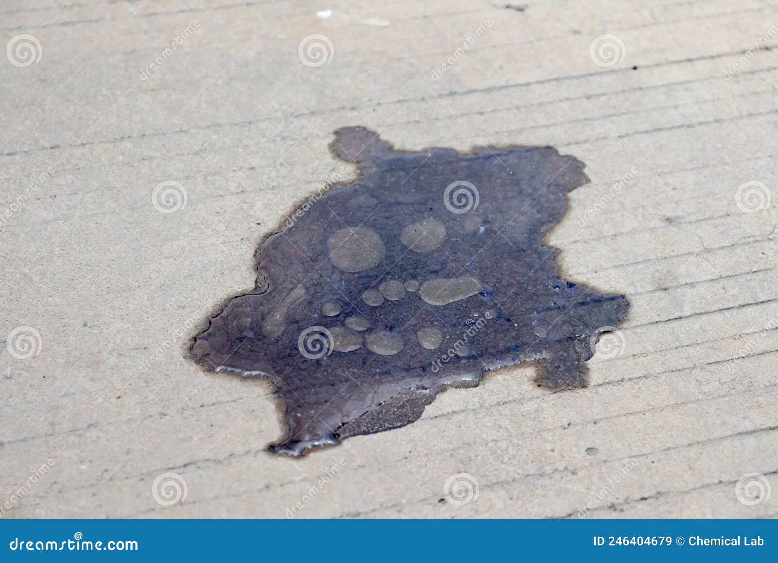 Oil Spilled on the Floor and Destroy the Environment Stock Image