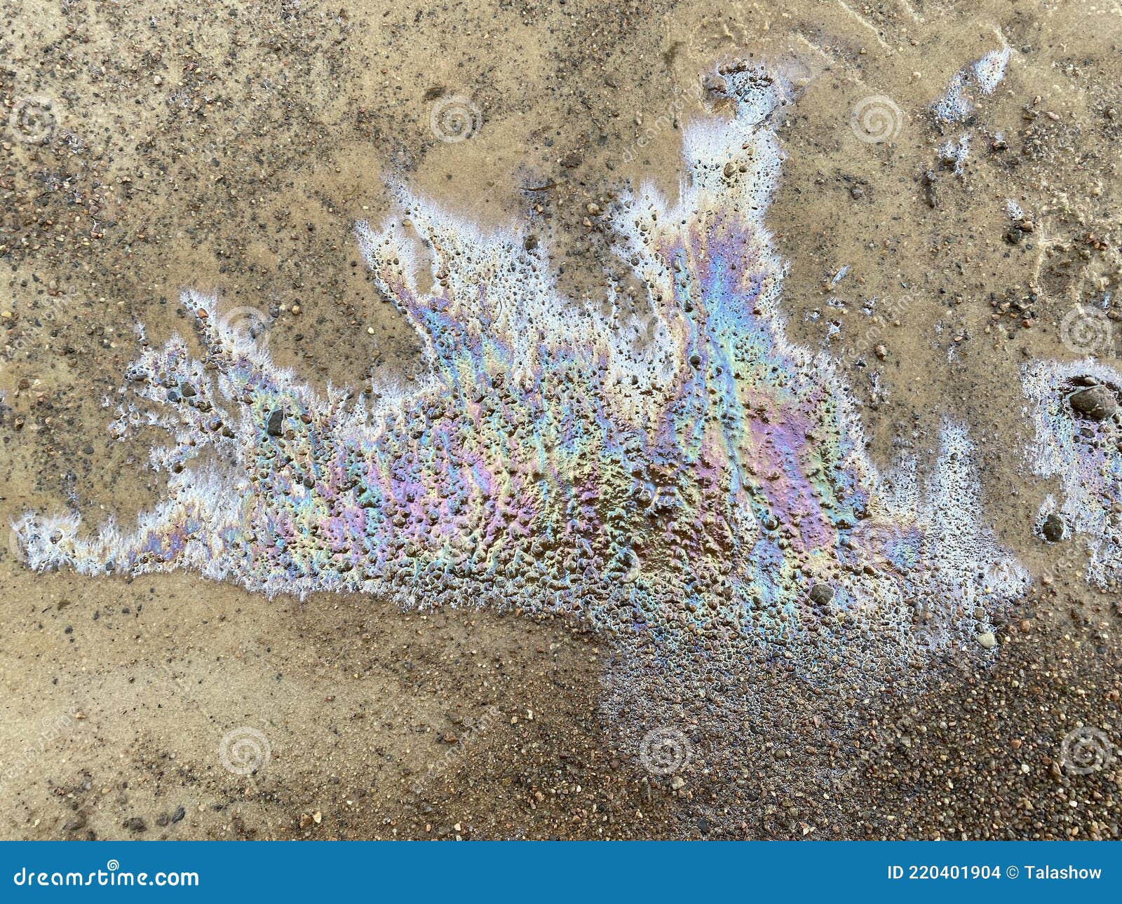 Oil spills on the sand stock photo. Image of shore, shoreline 220401904