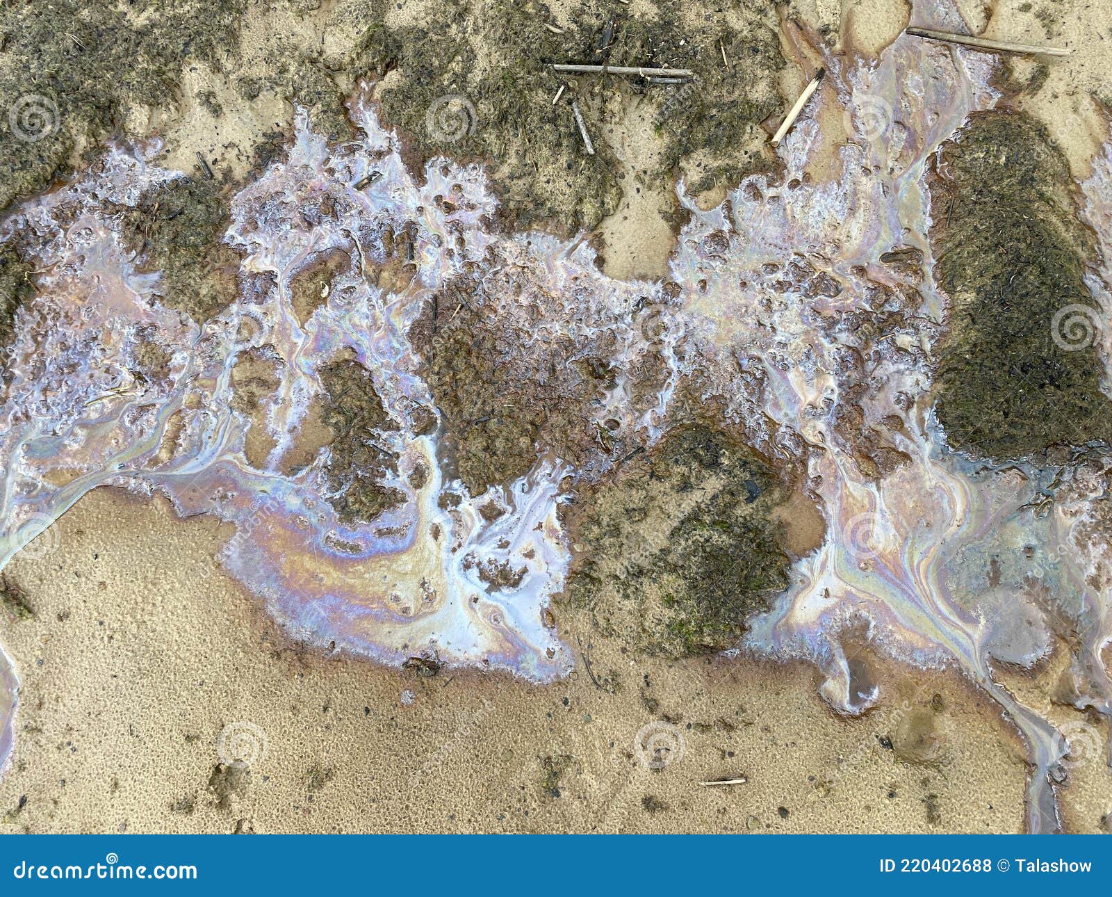 Oil spills on the sand stock photo. Image of mess, boat 220402688