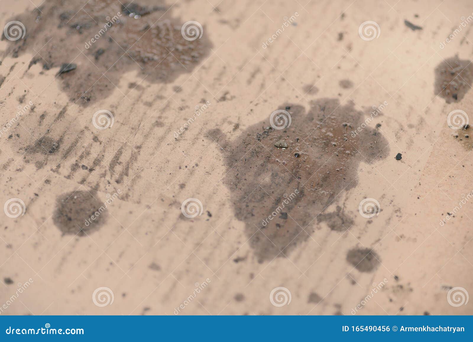 Oil Stains On Cardboard Cheap Oil Leak Absorbing Stock Photo