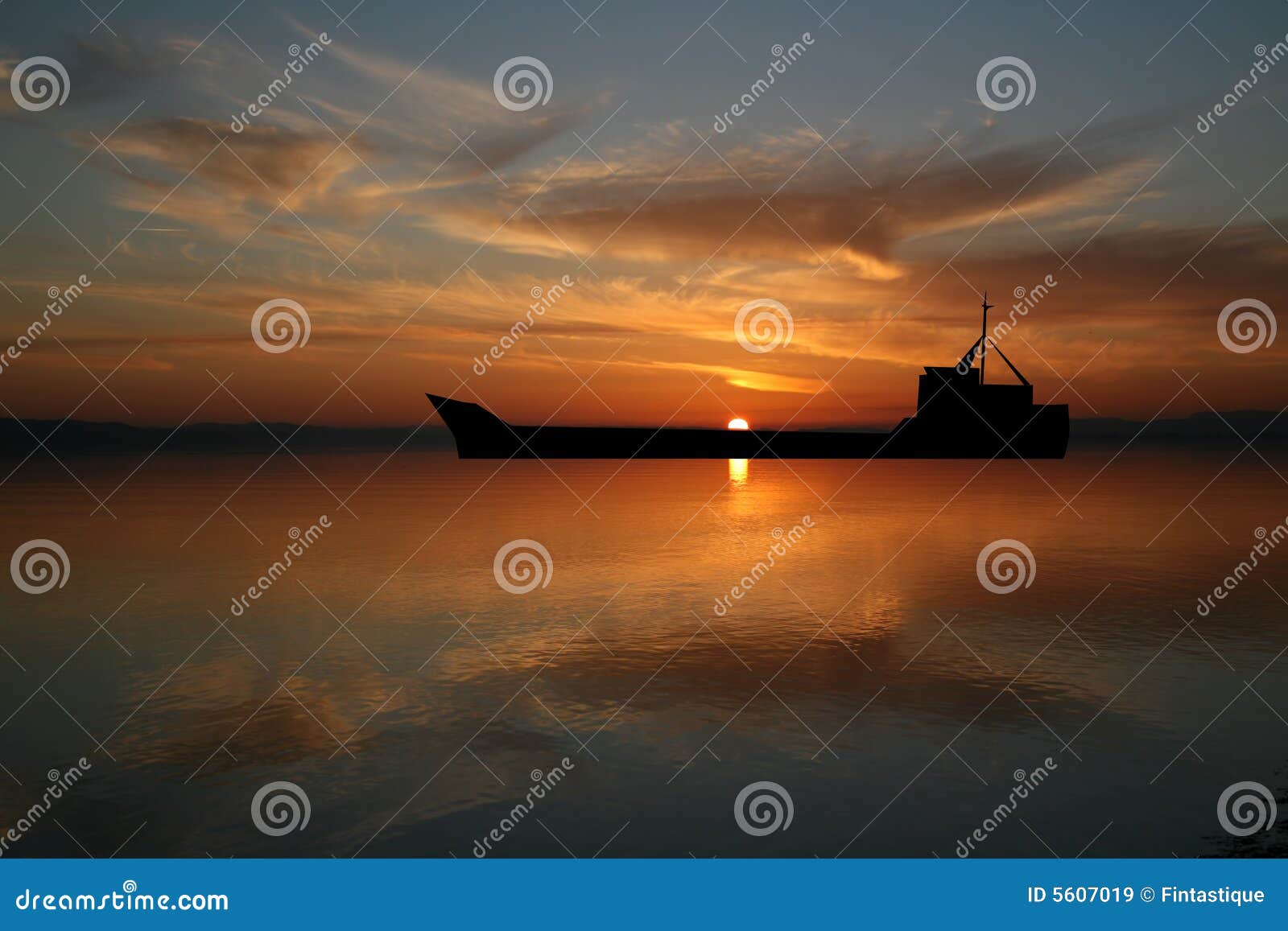 oil tanker at sunset