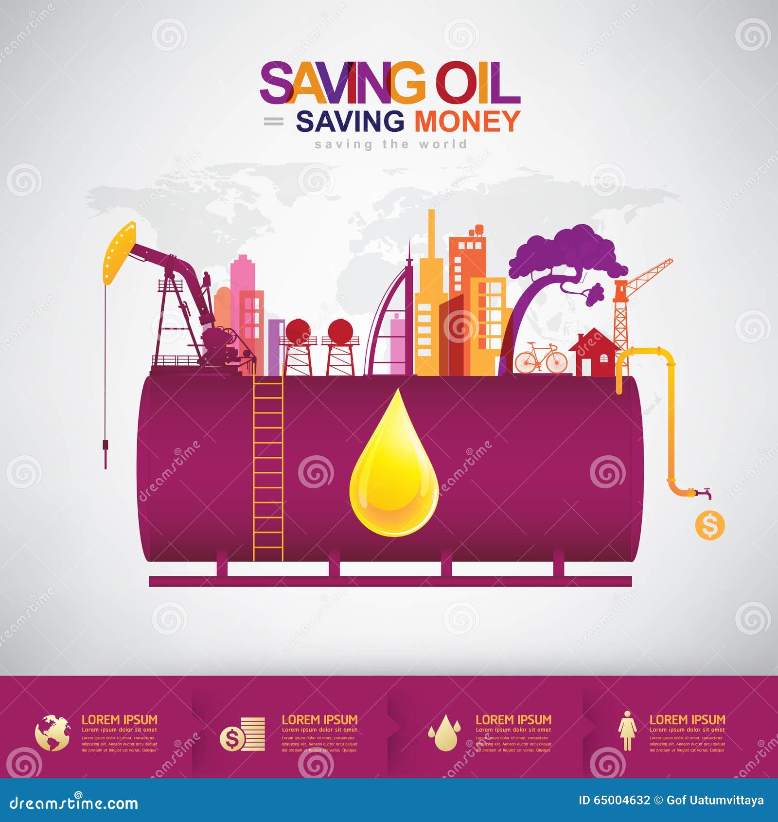 Oil Vector Concept Saving Oil Saving Money Stock Vector Illustration