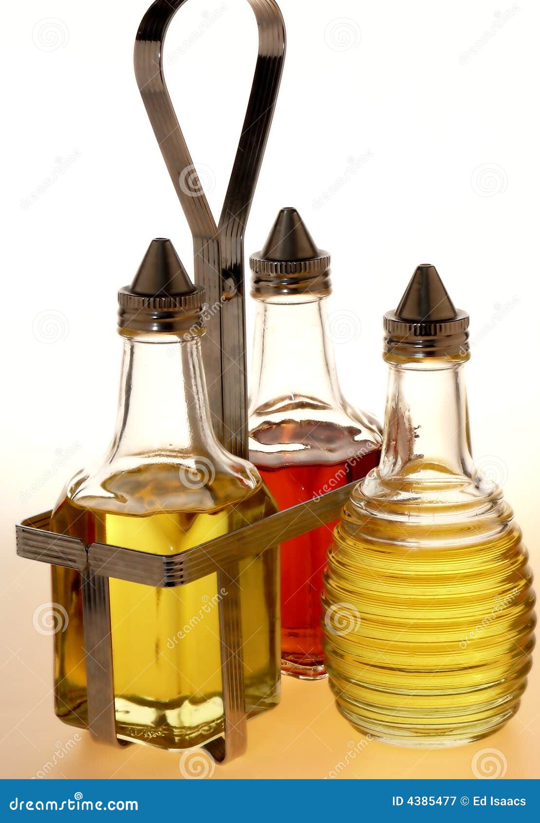 Oil and Vinegar Bottles and Metal Rack Stock Image Image of glass