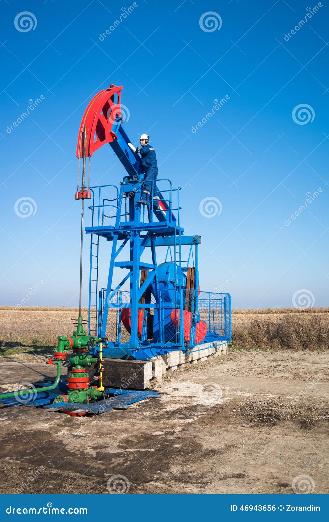 Oil worker check oil pump stock photo. Image of construction 46943656