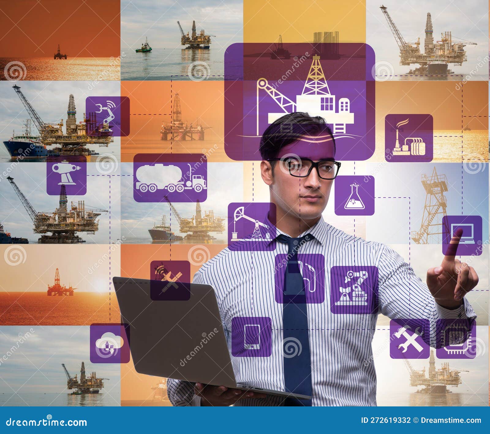 Oil Worker in Remote Operations Concept in Oil Industry Stock Photo