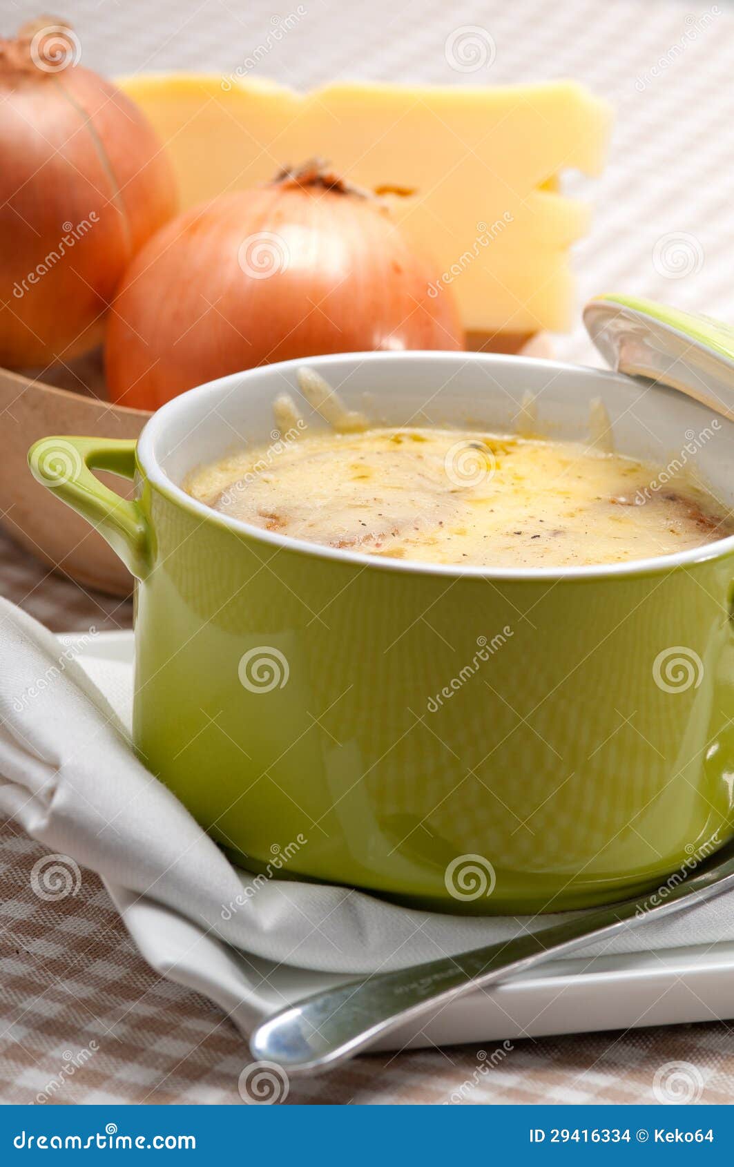 Oinion Soup with Melted Cheese and Bread on Top Stock Photo Image of