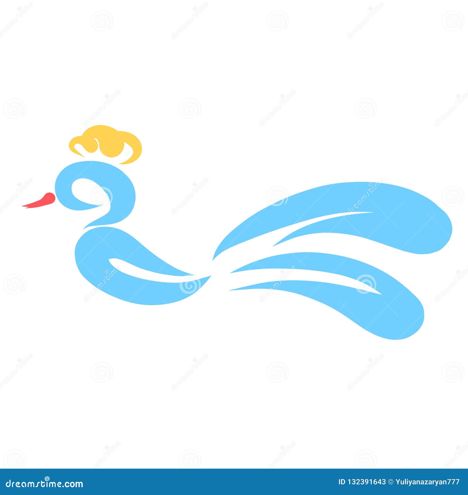 Oiseau Bleu Avec La Touffe Jaune Modèle Coloré Illustration