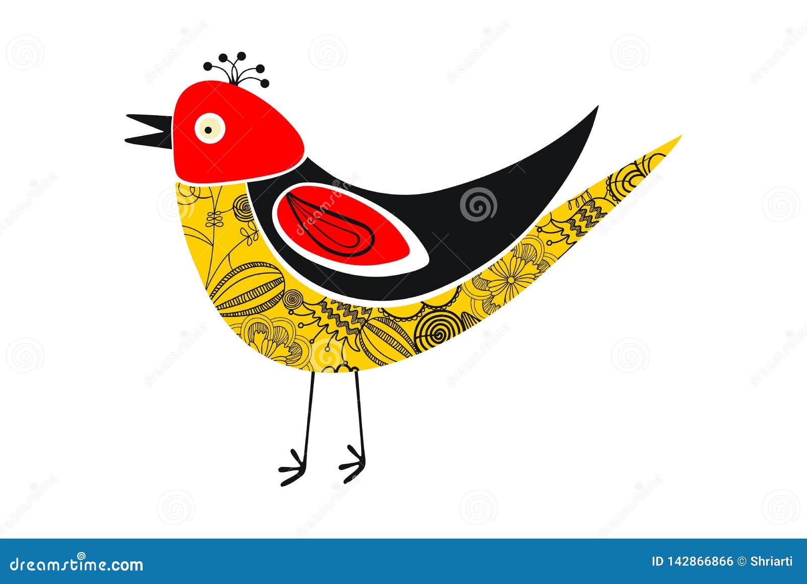 Oiseau Disolement Coloré De Position De Cru Modèle De