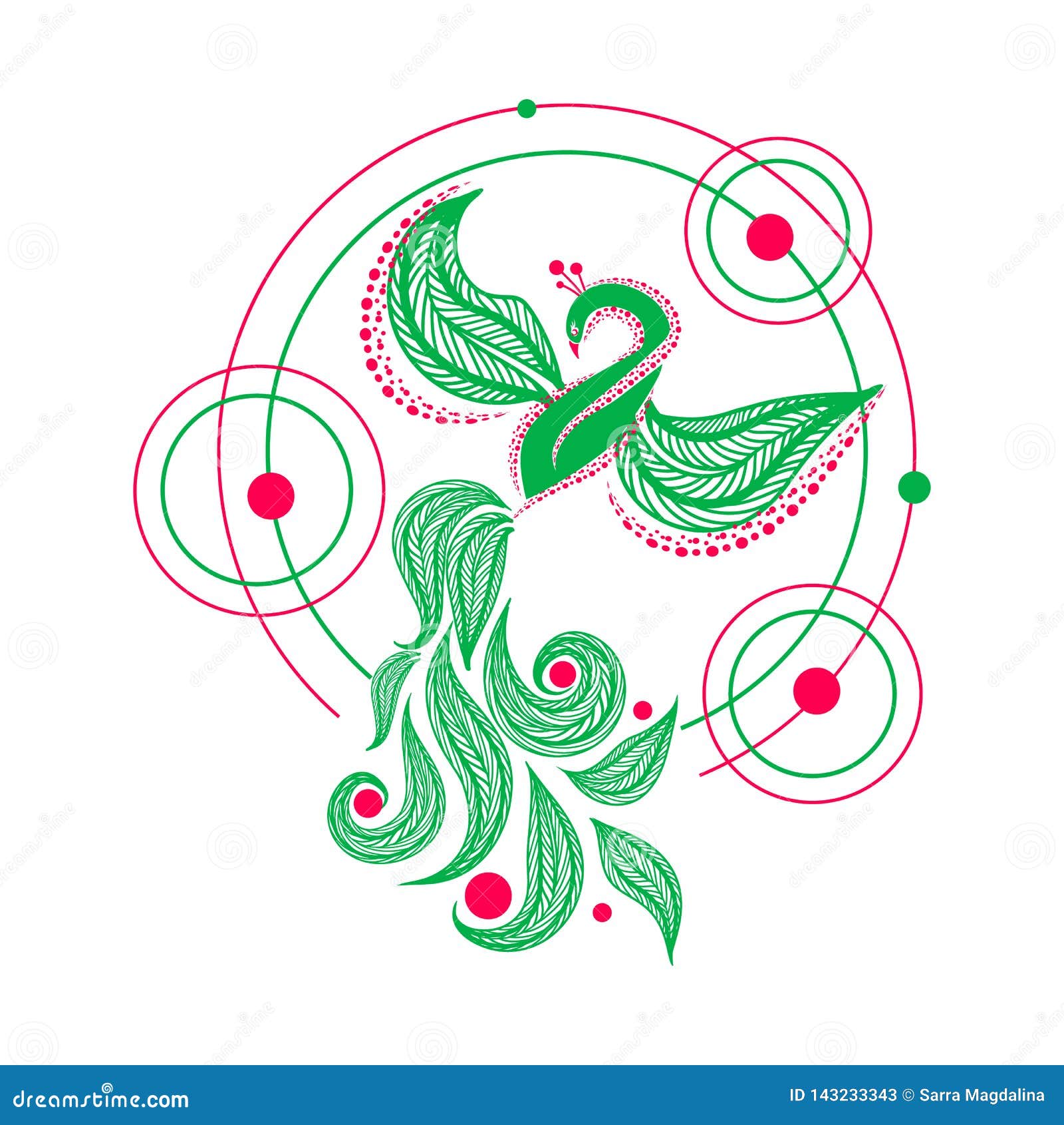 Oiseau De Phoenix Illustration Flaing De Vecteur Doiseau De