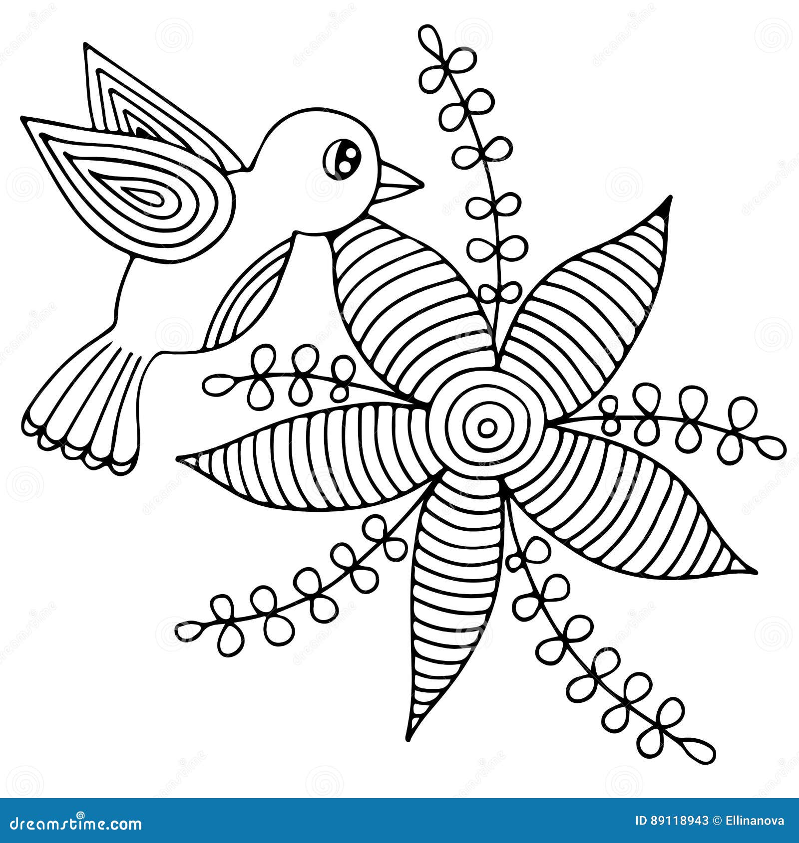 Image de Fleur Coloriage Oiseau Et Fleur