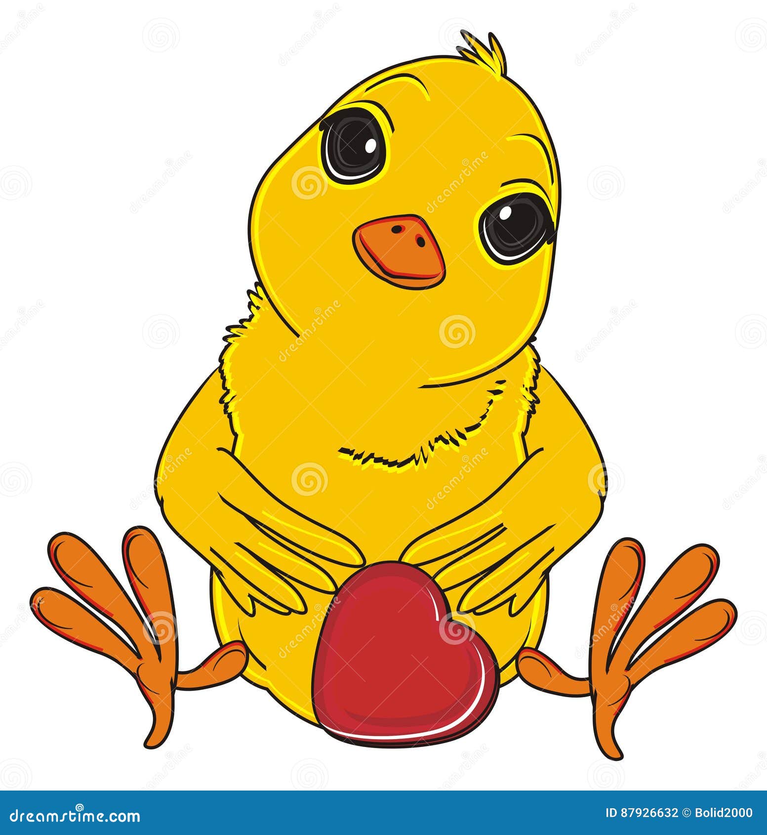Oiseau Jaune Avec Lobjet Rouge Illustration Stock