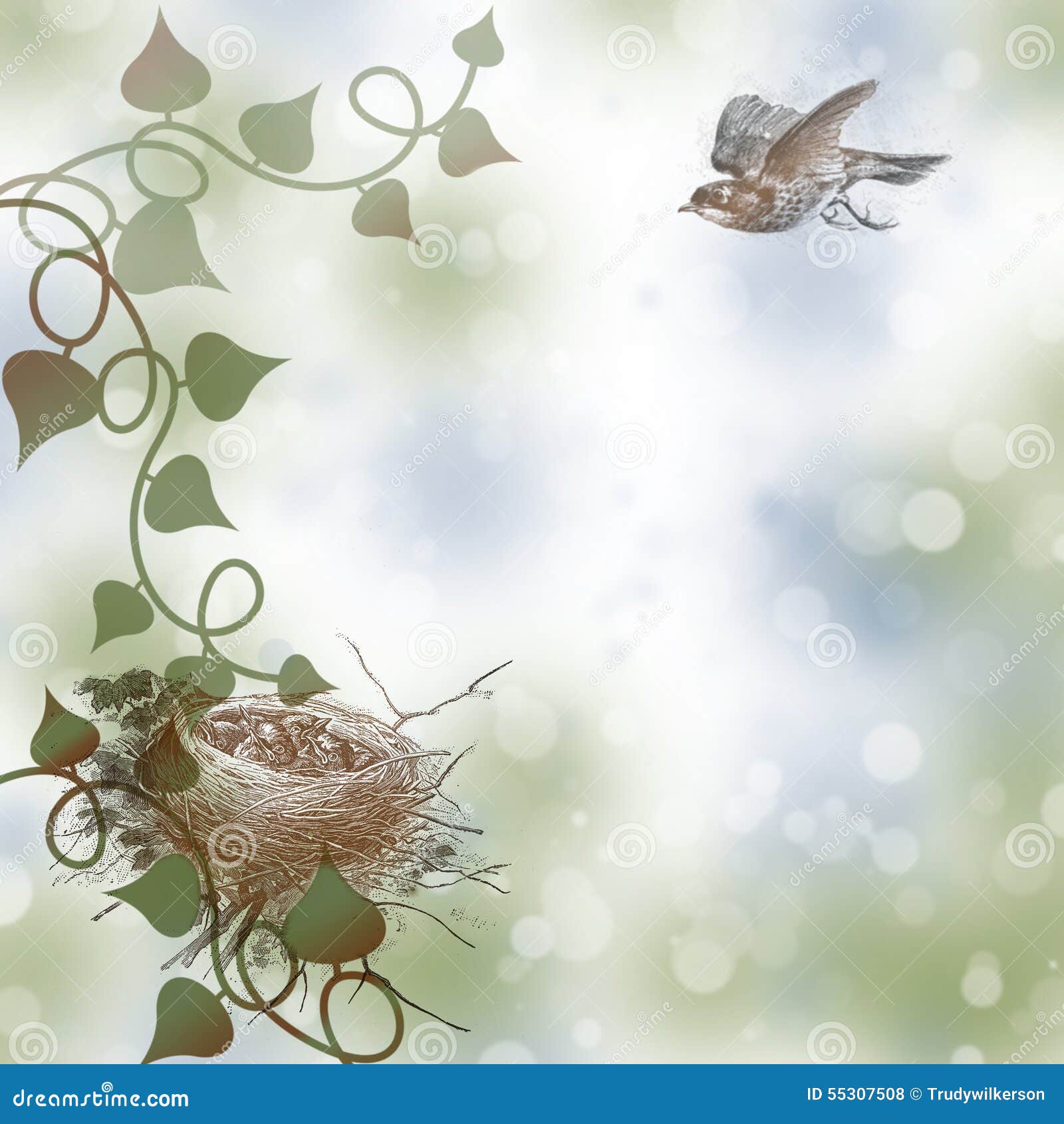 Oiseaux à Un Arrière Plan De Graphique De Nid Illustration