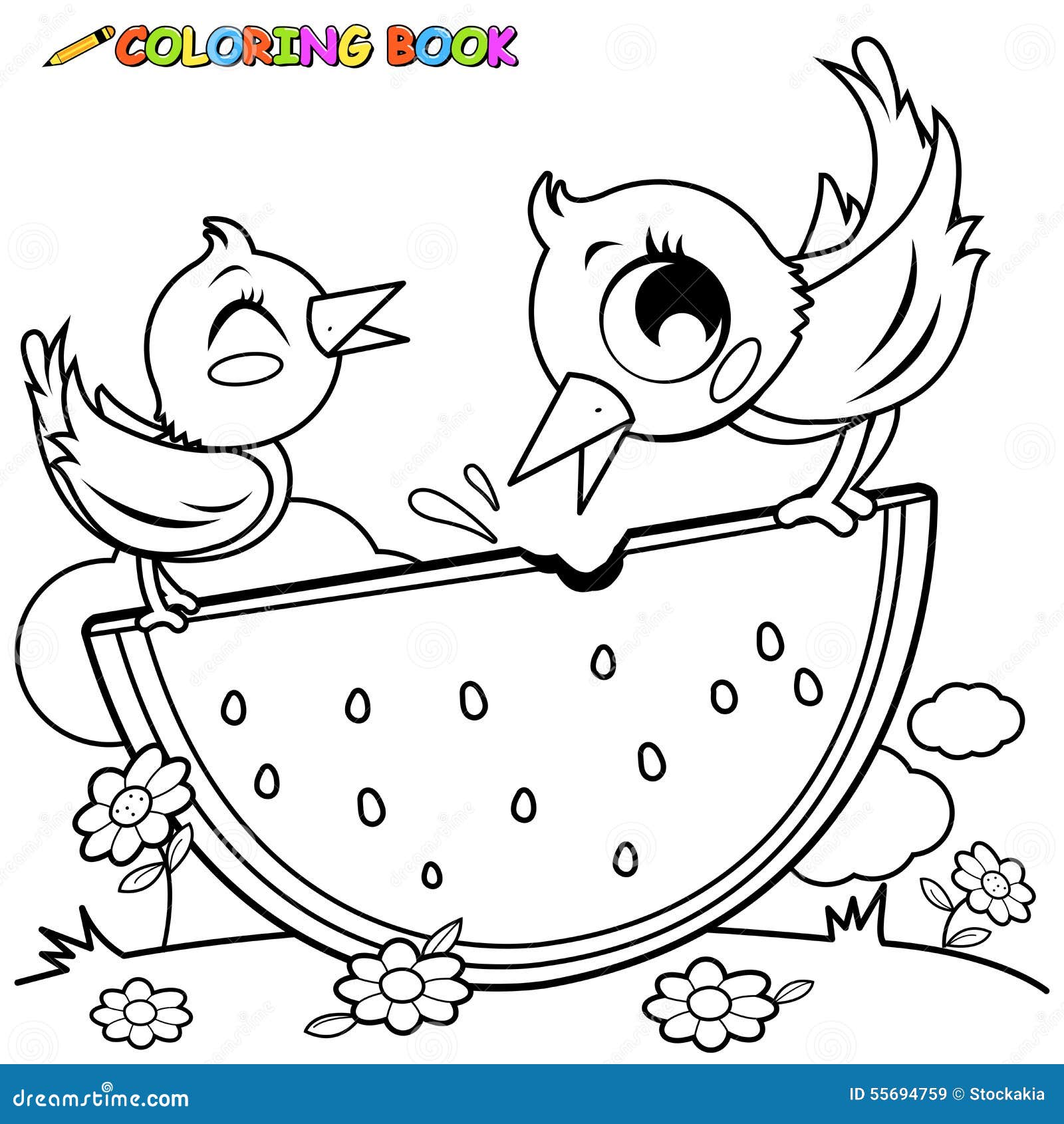 Oiseaux mangeant la page de livre de coloriage de past¨que