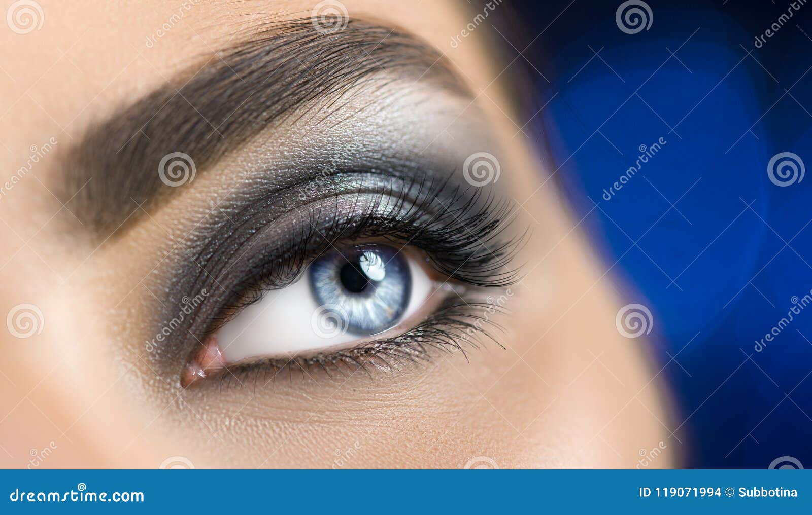 Ojo Azul De La Mujer Con Maquillaje Perfecto El Smokey Profesional Maquillaje Del Día De Fiesta El Formar, Ojos Y de archivo - Imagen de belleza, tarde: