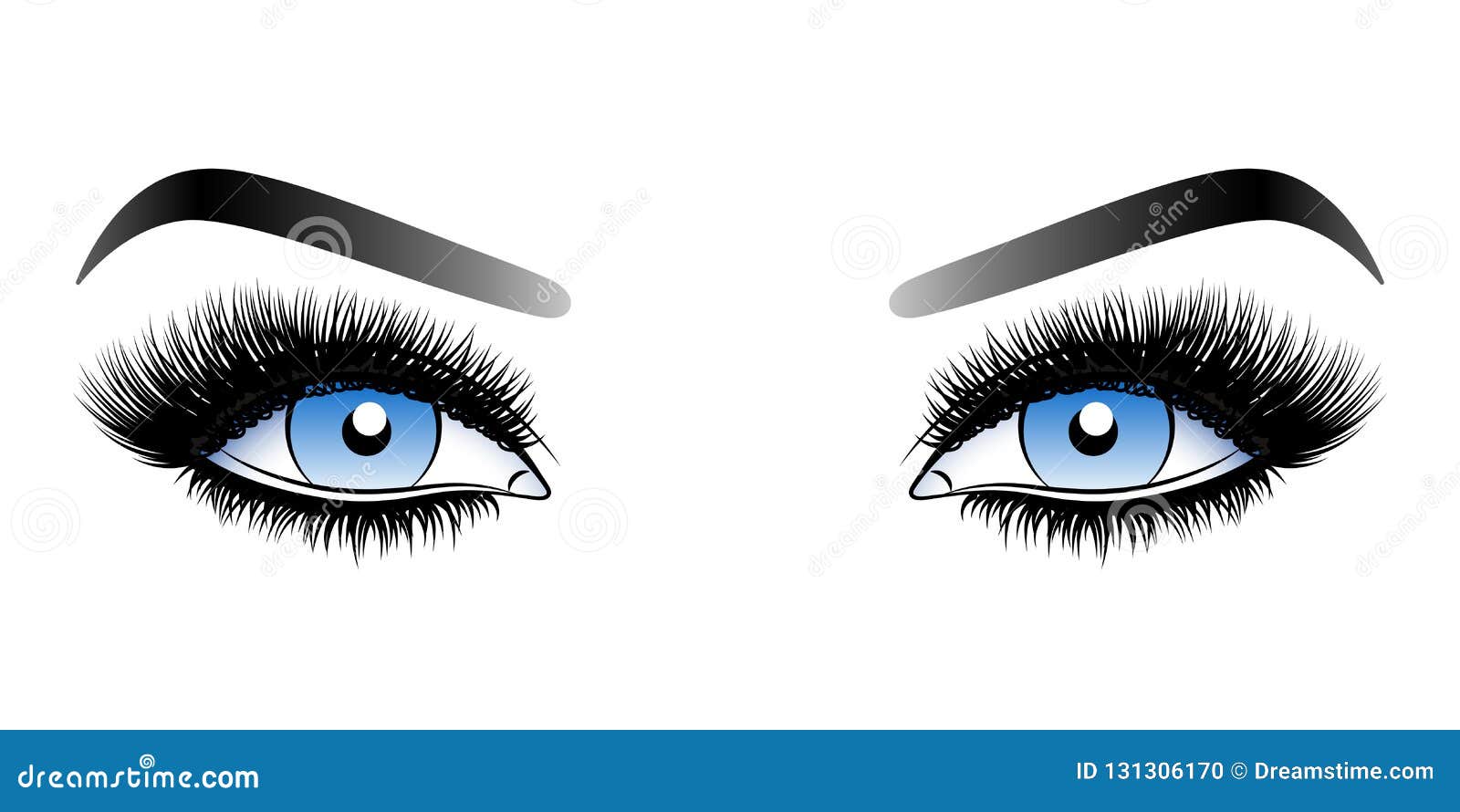 Ojos Azules De La Mujer Con Los Latigazos Falsos Largos Con Las Cejas  Ilustración del Vector - Ilustración de belleza, aislado: 131306170