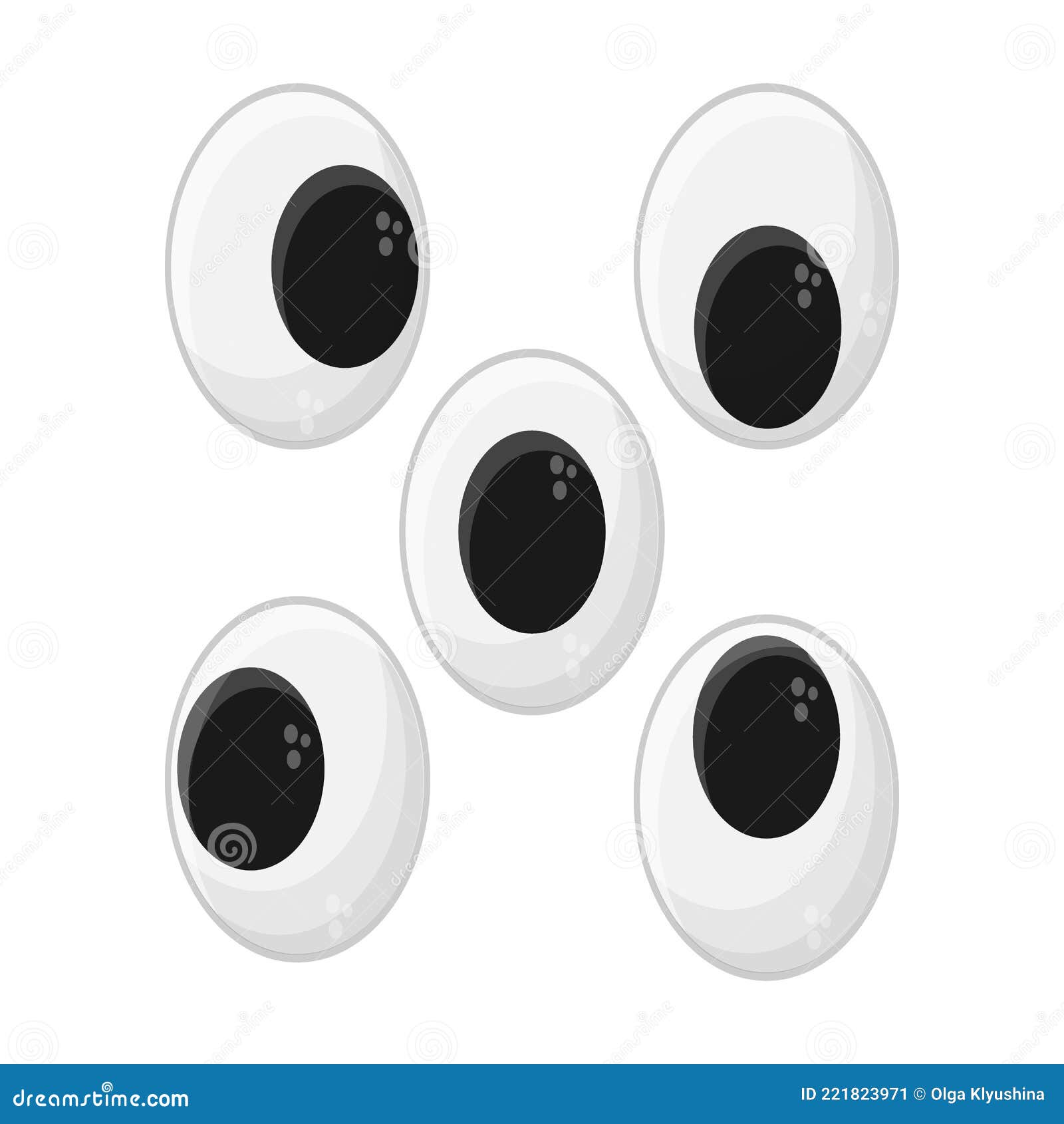 Ojos De Plástico Ovalados Lindos Para Muñecas De Juguete. Dibujos Animados  Vectoriales De Eyeballs Aislados En Fondo Blanco. Ilustración del Vector -  Ilustración de plano, negro: 221823971