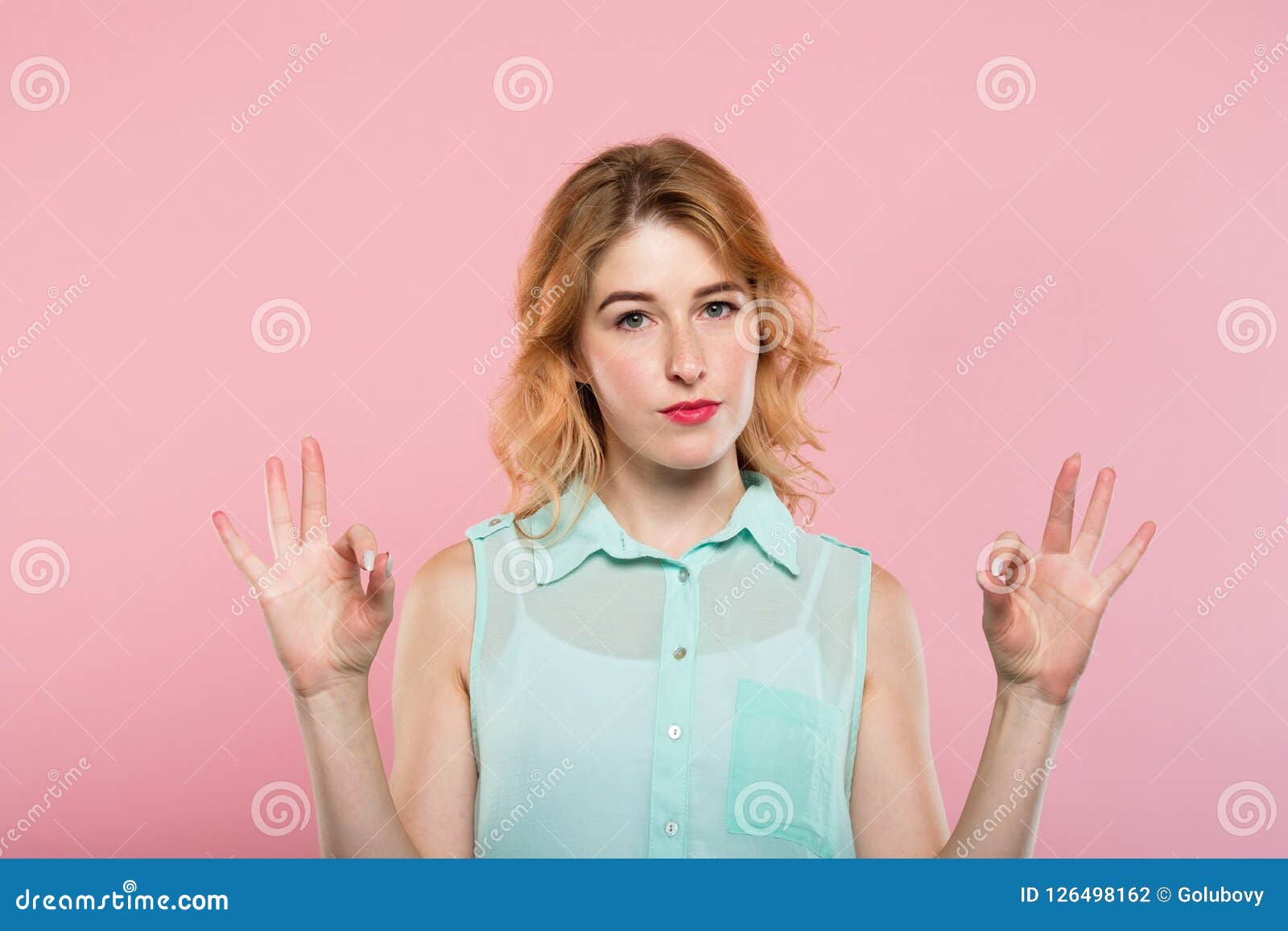 ok gesture woman showing sign hands sarcasm irony