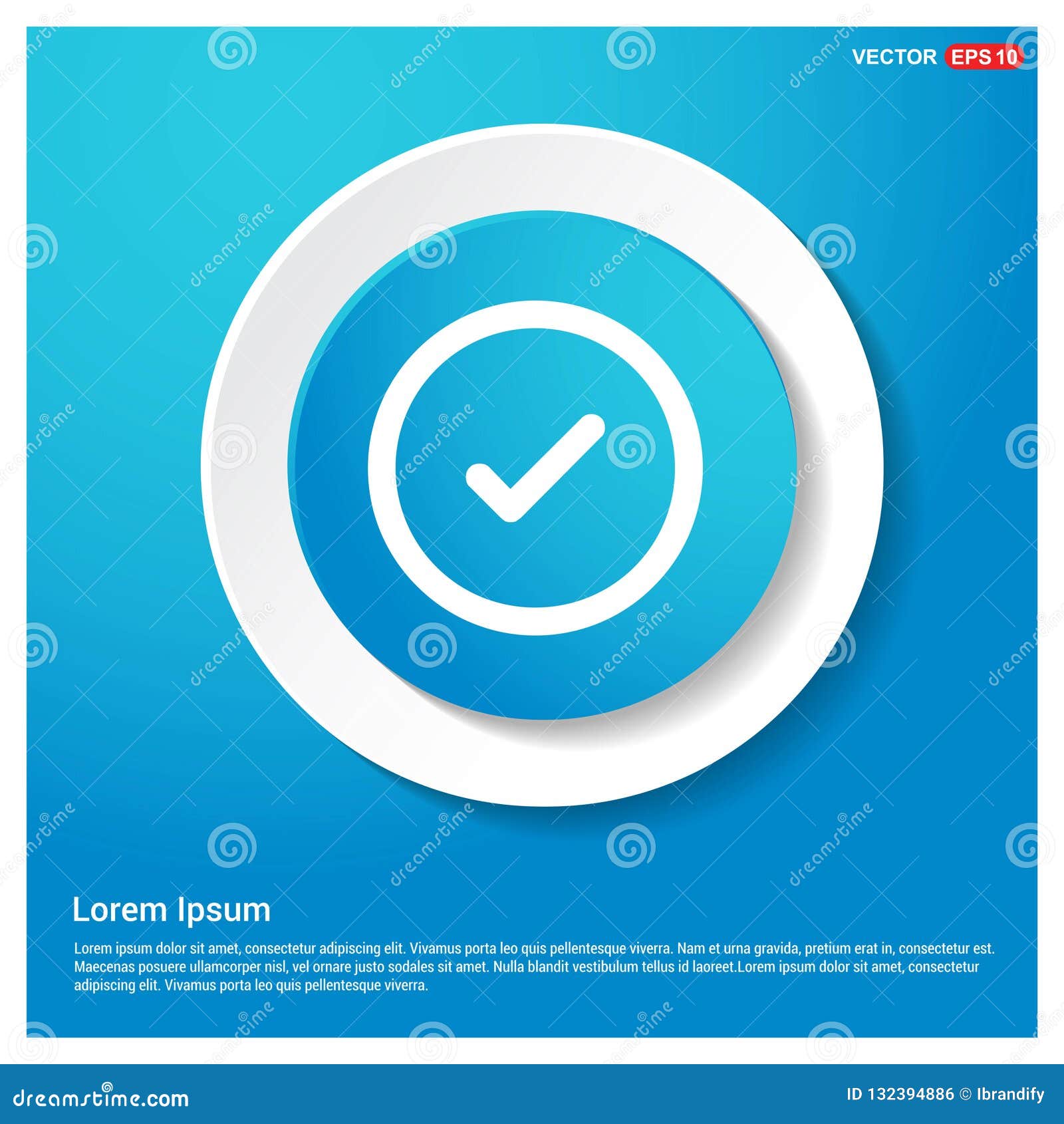 ok tick icon abstract blue web sticker button
