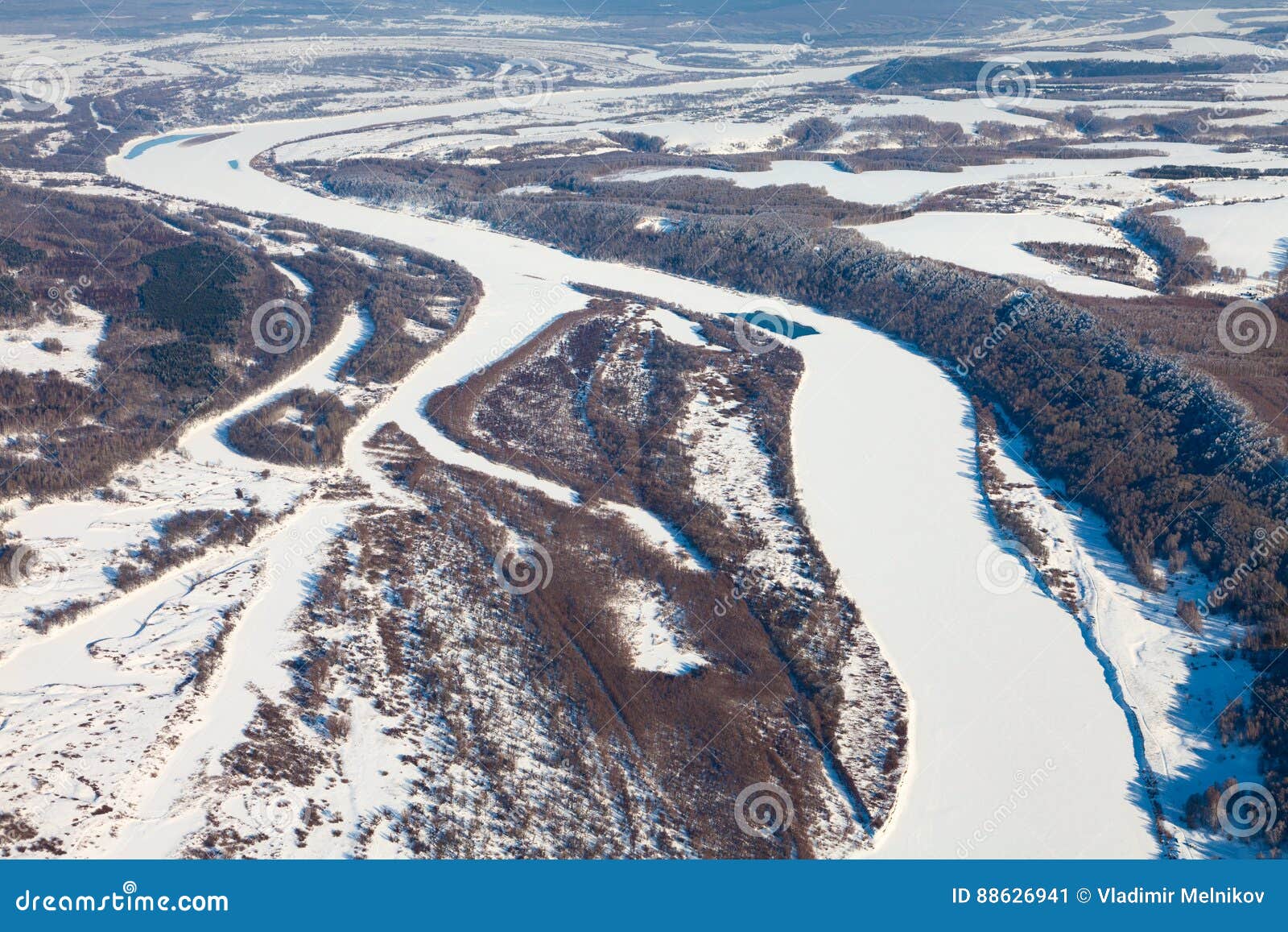 Oka River Russia In Winter Top View Stock Image Image Of
