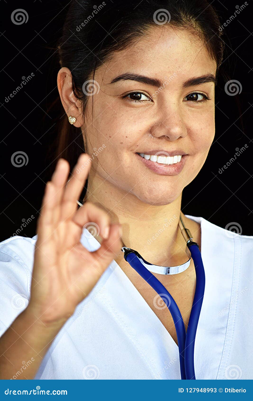 Okay Adult Medical Professional Wearing Scrubs Stock Image - Image of ...