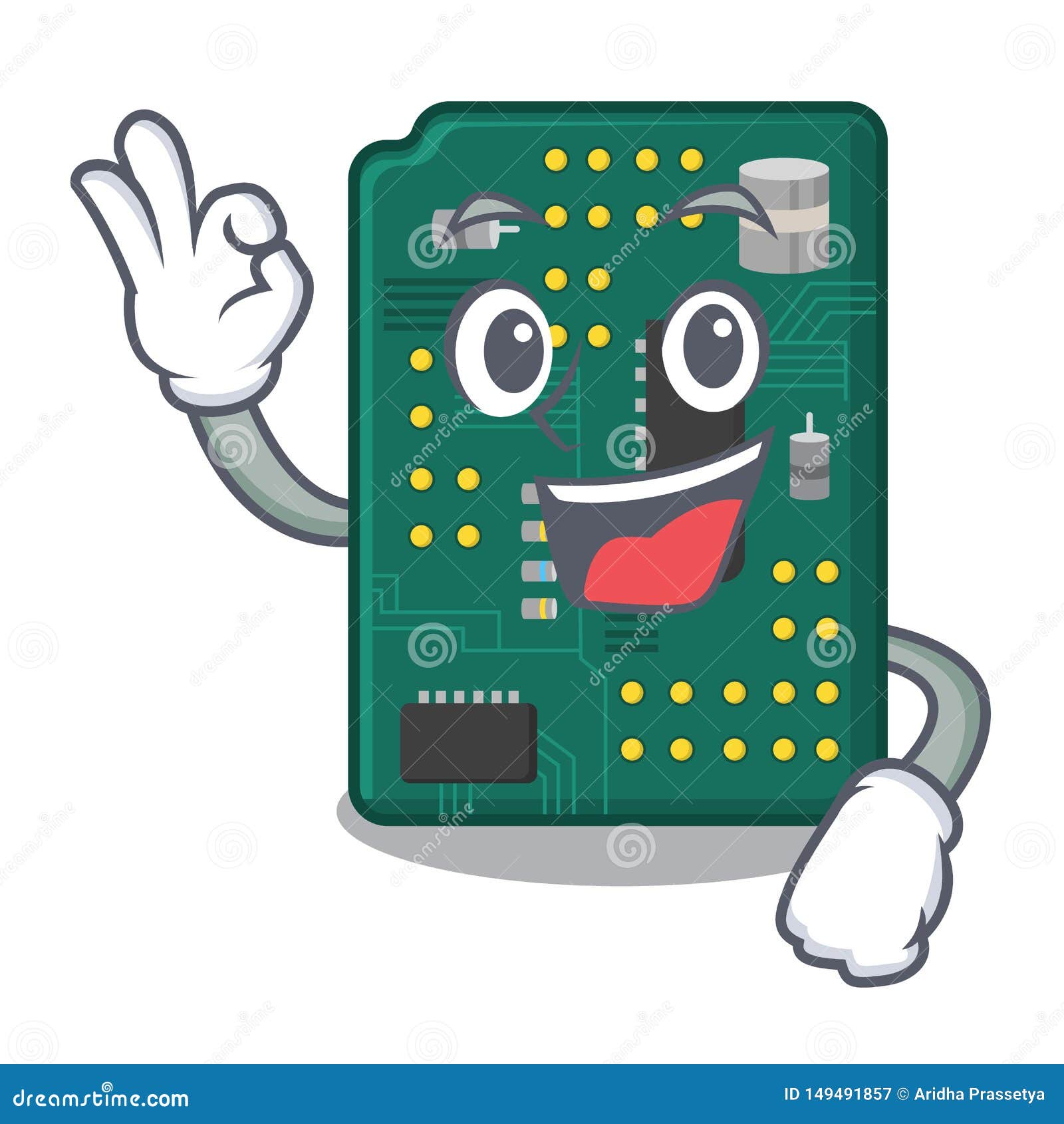 Okay Circuit Board Pcb in Cartoon Shape Stock Vector - Illustration of