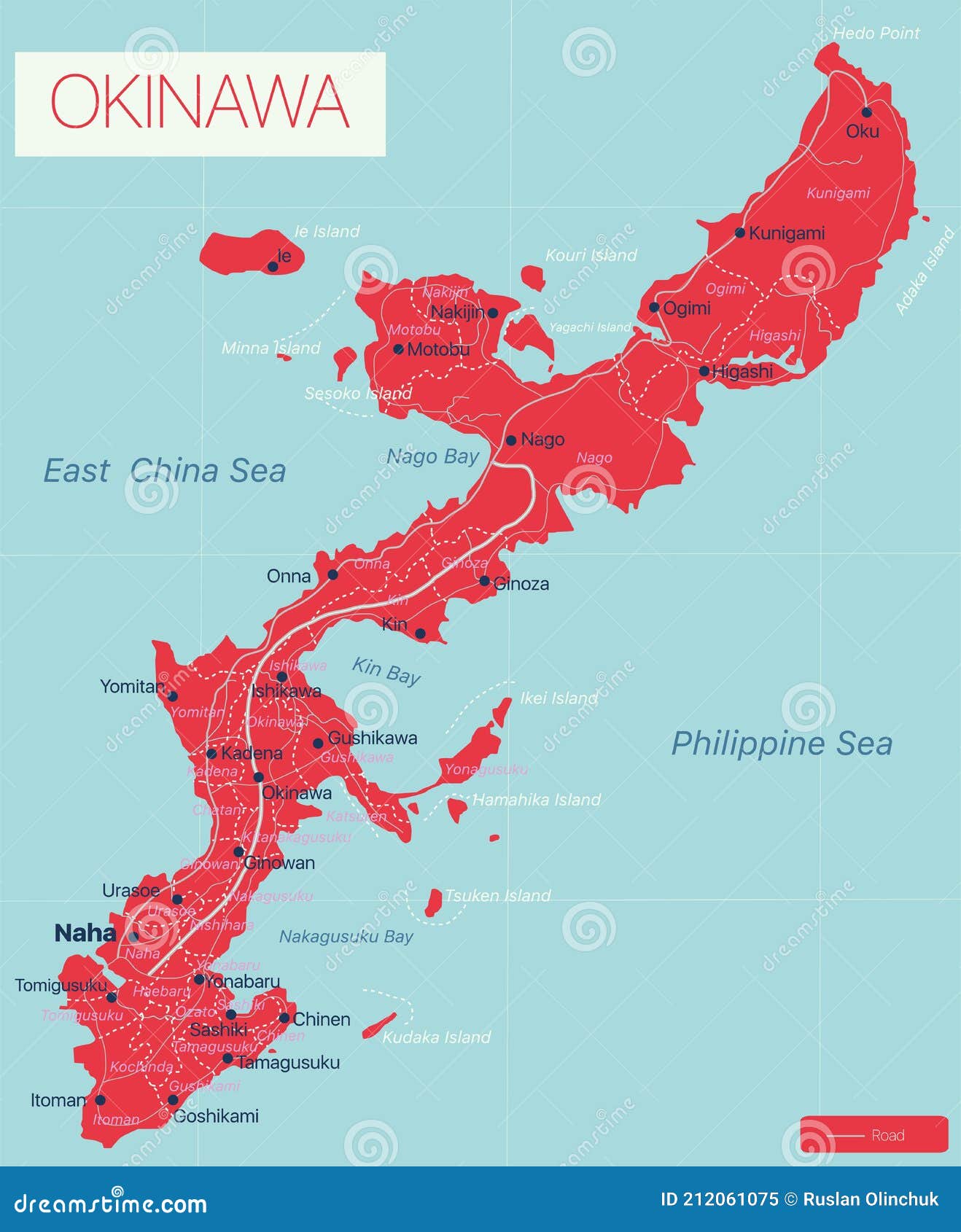 Okinawa Detailed Editable Map Stock Vector - Illustration of digital ...