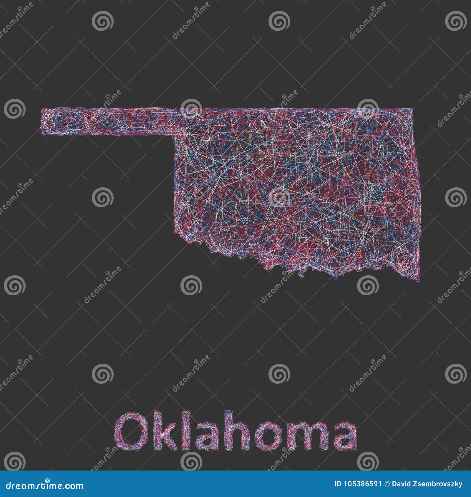 Oklahoma Line Art Map Cartoon Vector 126790125