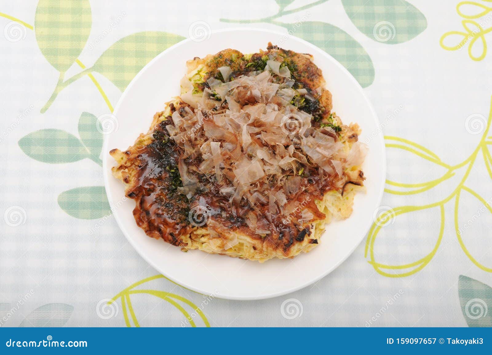 Okonomiyaki Japanese Pancake on Plate on Table Stock Image Image of