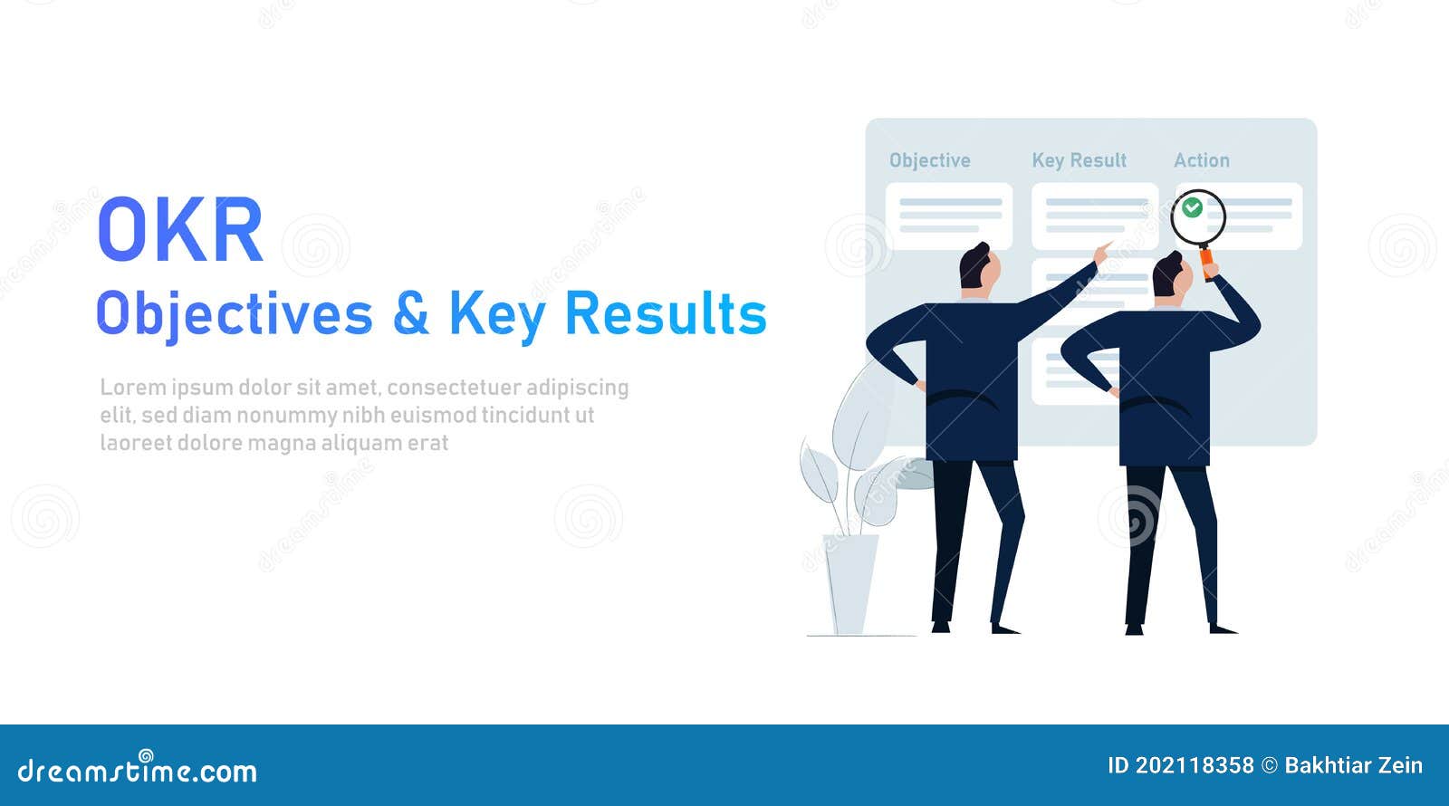 OKR Objectives and Key Results Illustration of Management Implementing