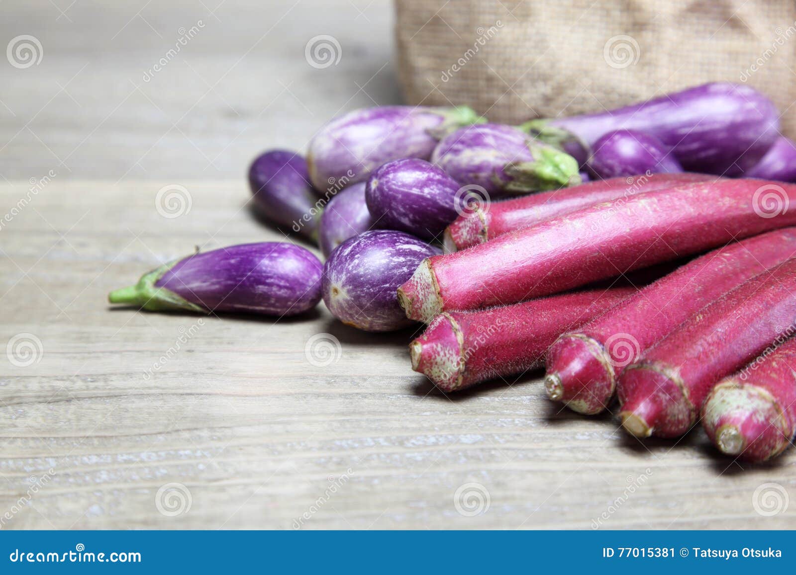 Okra and Eggplant on Wooden Table Stock Image Image of organic, okra