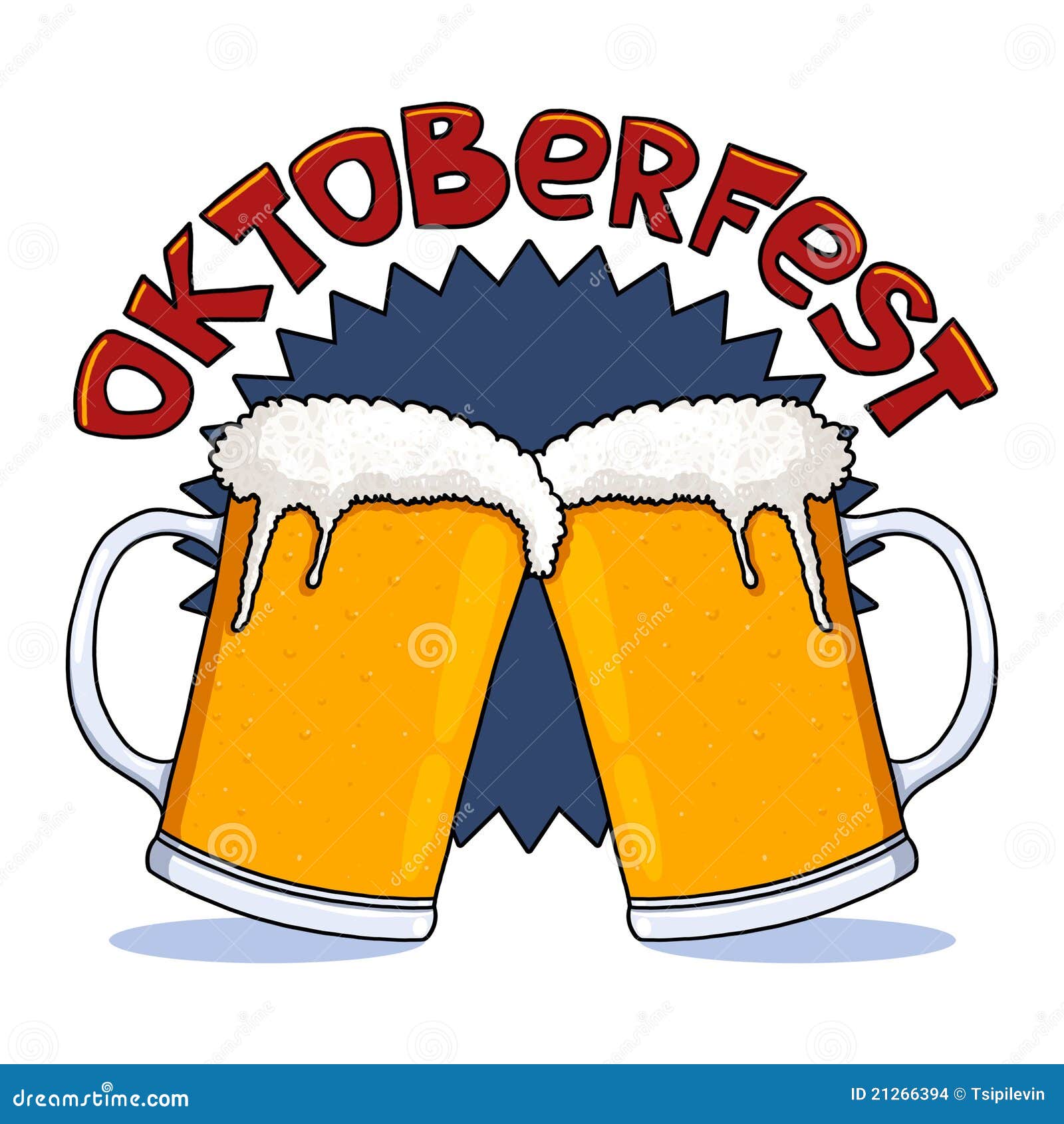 Oktoberfest Beer Mugs Illustration on White Background Editorial Stock